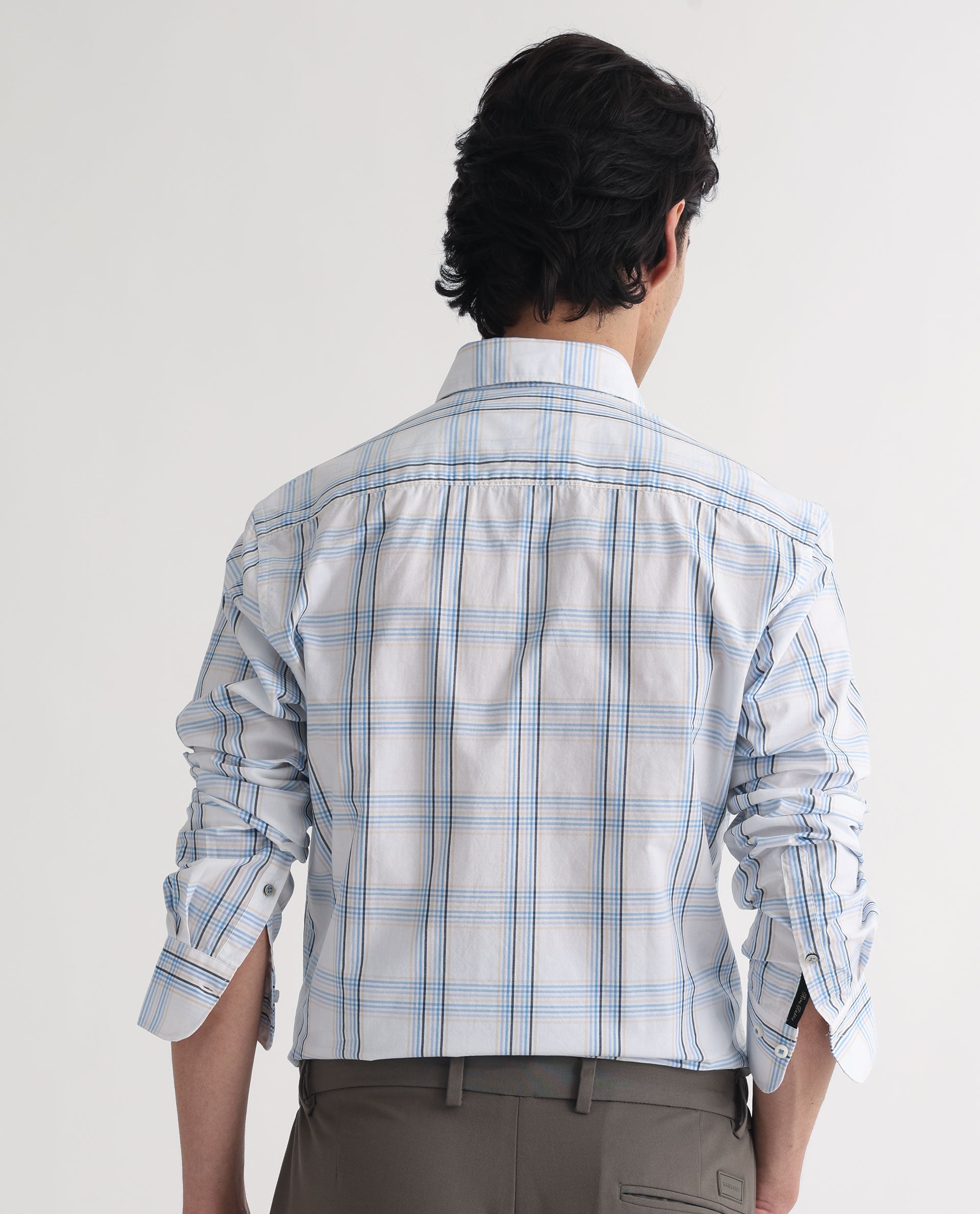 Rare Rabbit Men's Turvo White Cotton Fabric Full Sleeves Checks Shirt - view 10