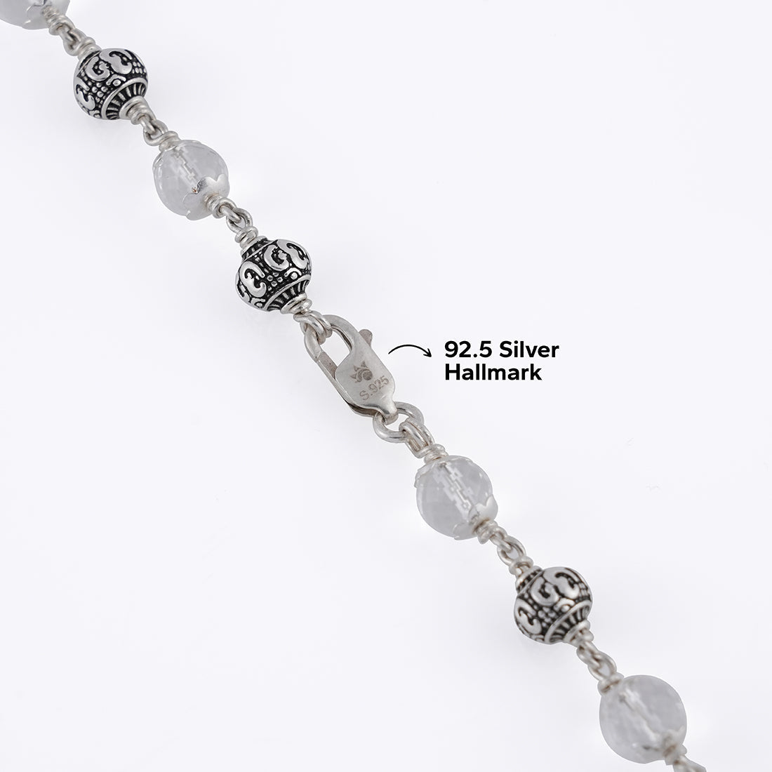 Prinjal Jewellers Sphatik Diamond Cut Beads With Om Silver Beads Mala - view 5
