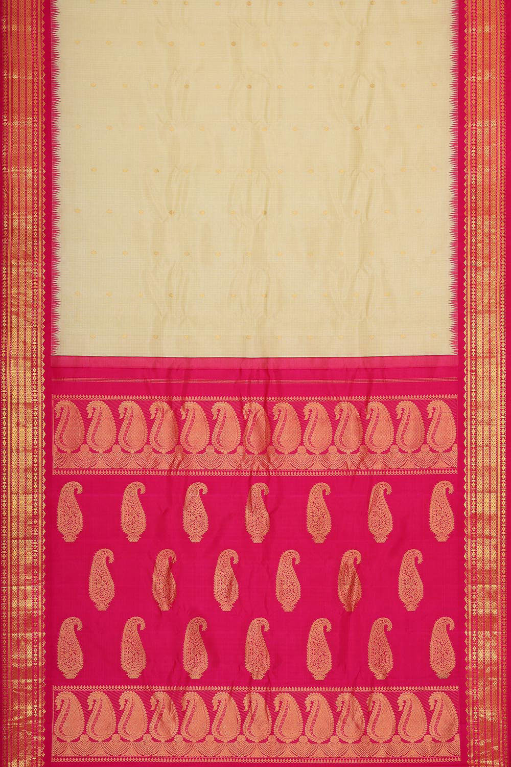 Kalanjali Gadwal Organza Light Yellow Saree – Women's - view 3