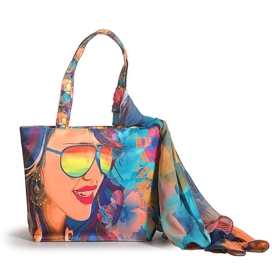 Swayam India Dazzle Style Fashion Bag With Neck Roll Scarf- SCF - 1907