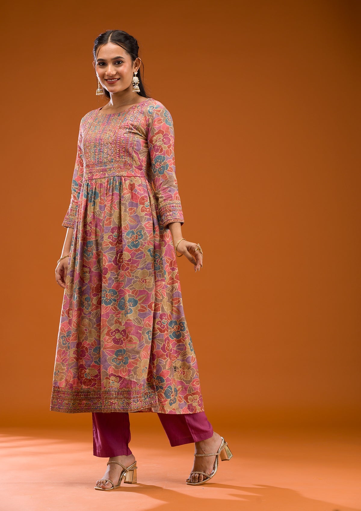 Koskii Multi Printed Semi Crepe Readymade Salwar Suit - view 5