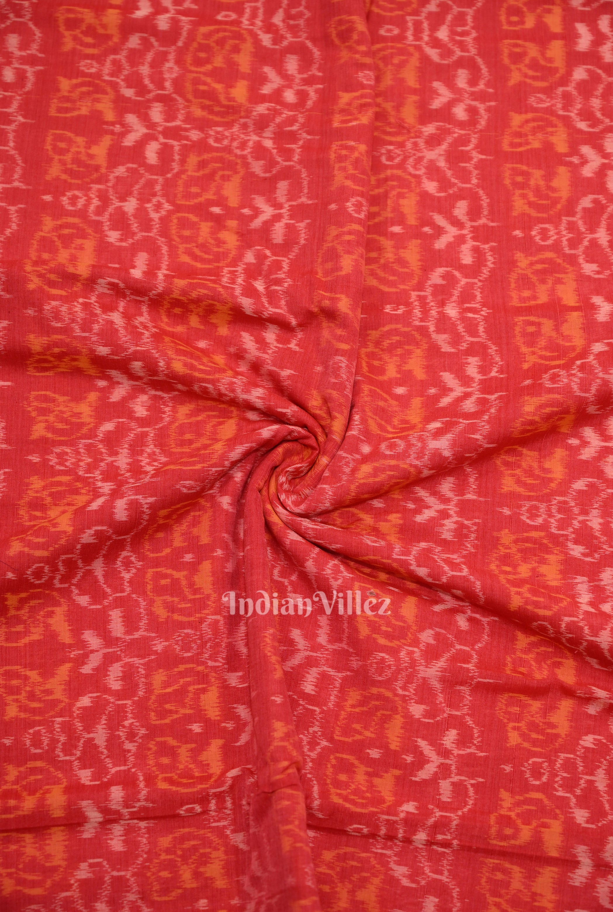 IndianVillèz Pink Tribal Theme Sambalpuri Ikat Cotton Fabric