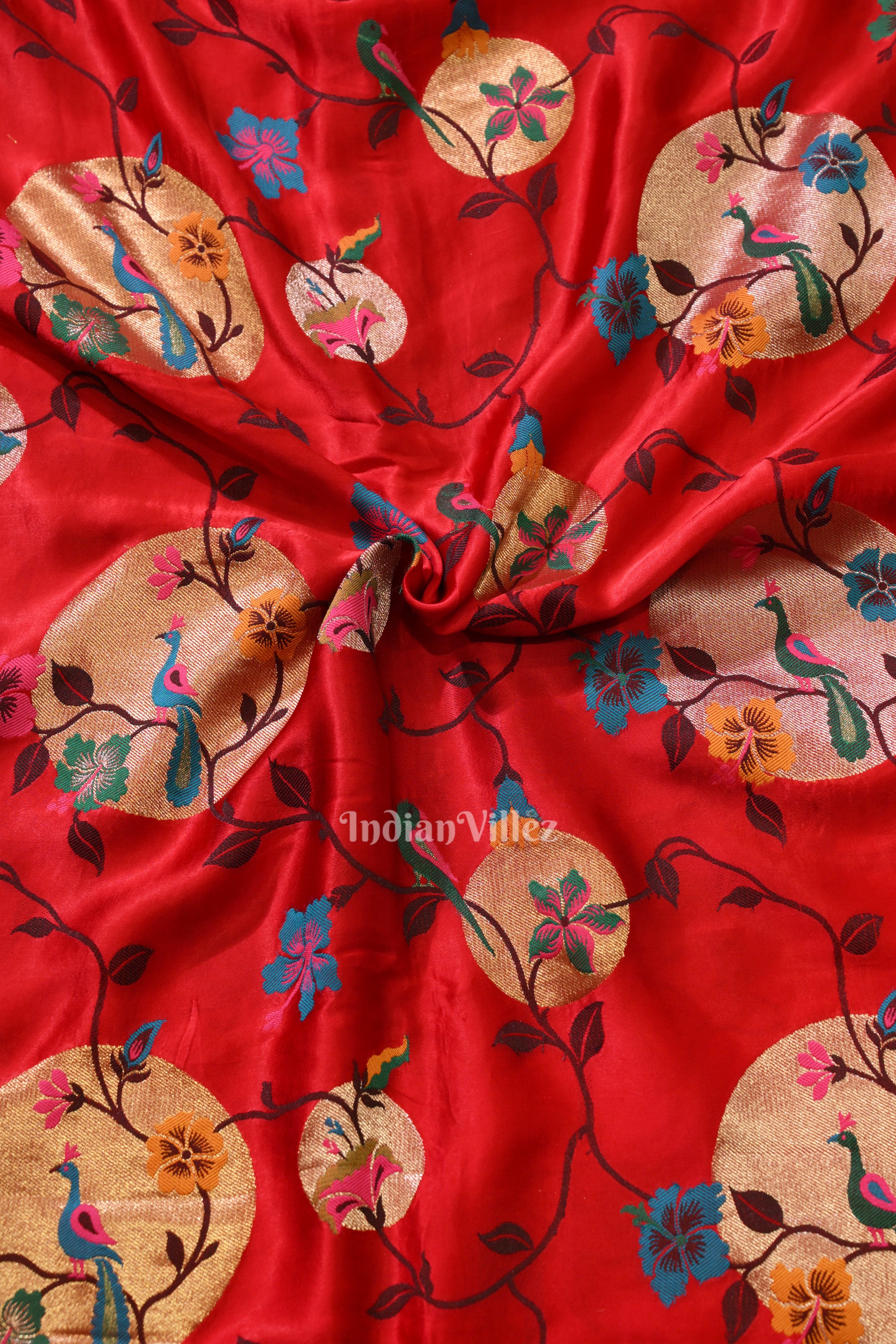 IndianVillèz Attractive Bridal Red Banarasi Katan Silk Saree - view 2