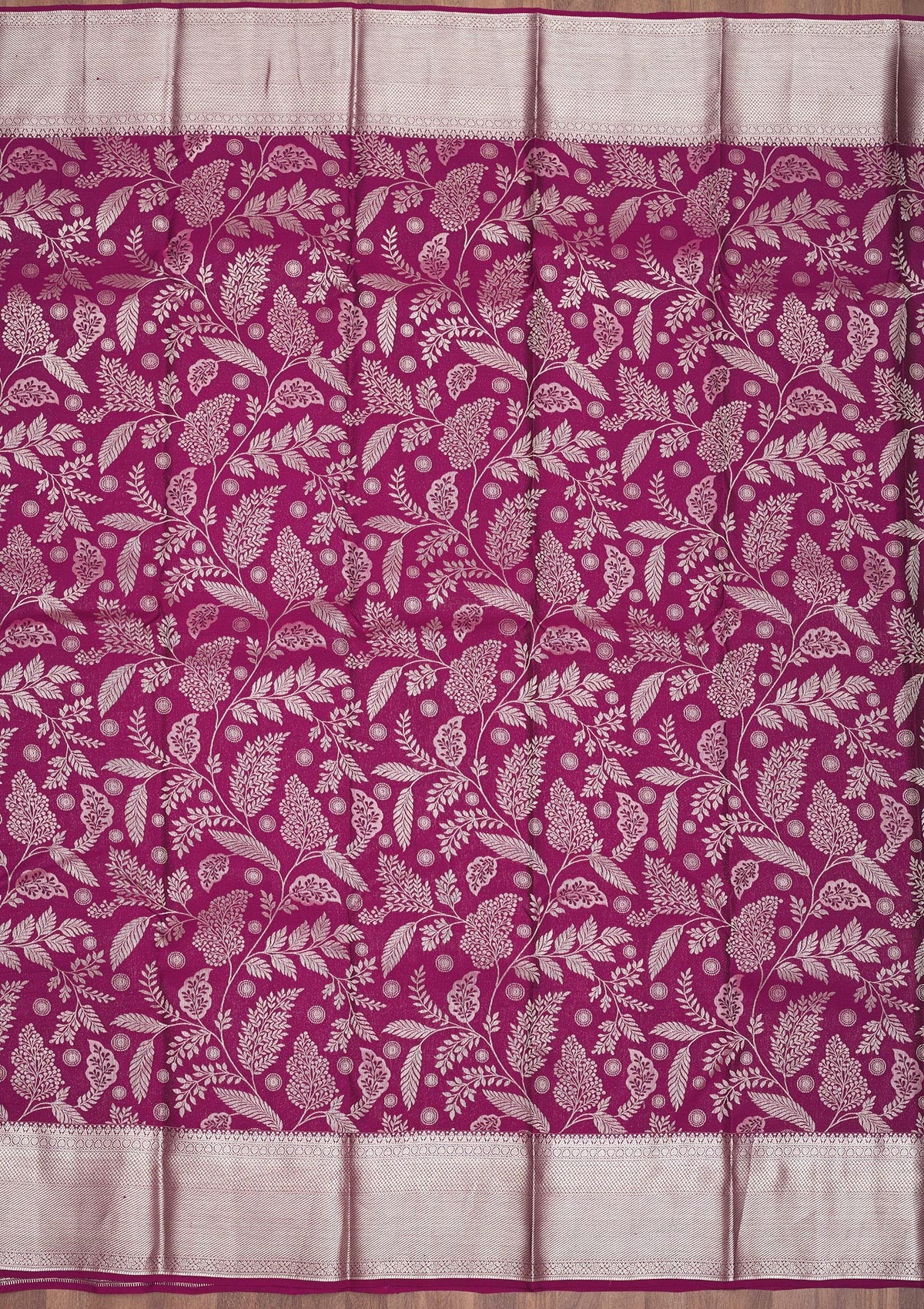 Koskii Wine Zariwork Pure Silk Saree – Women's - view 6