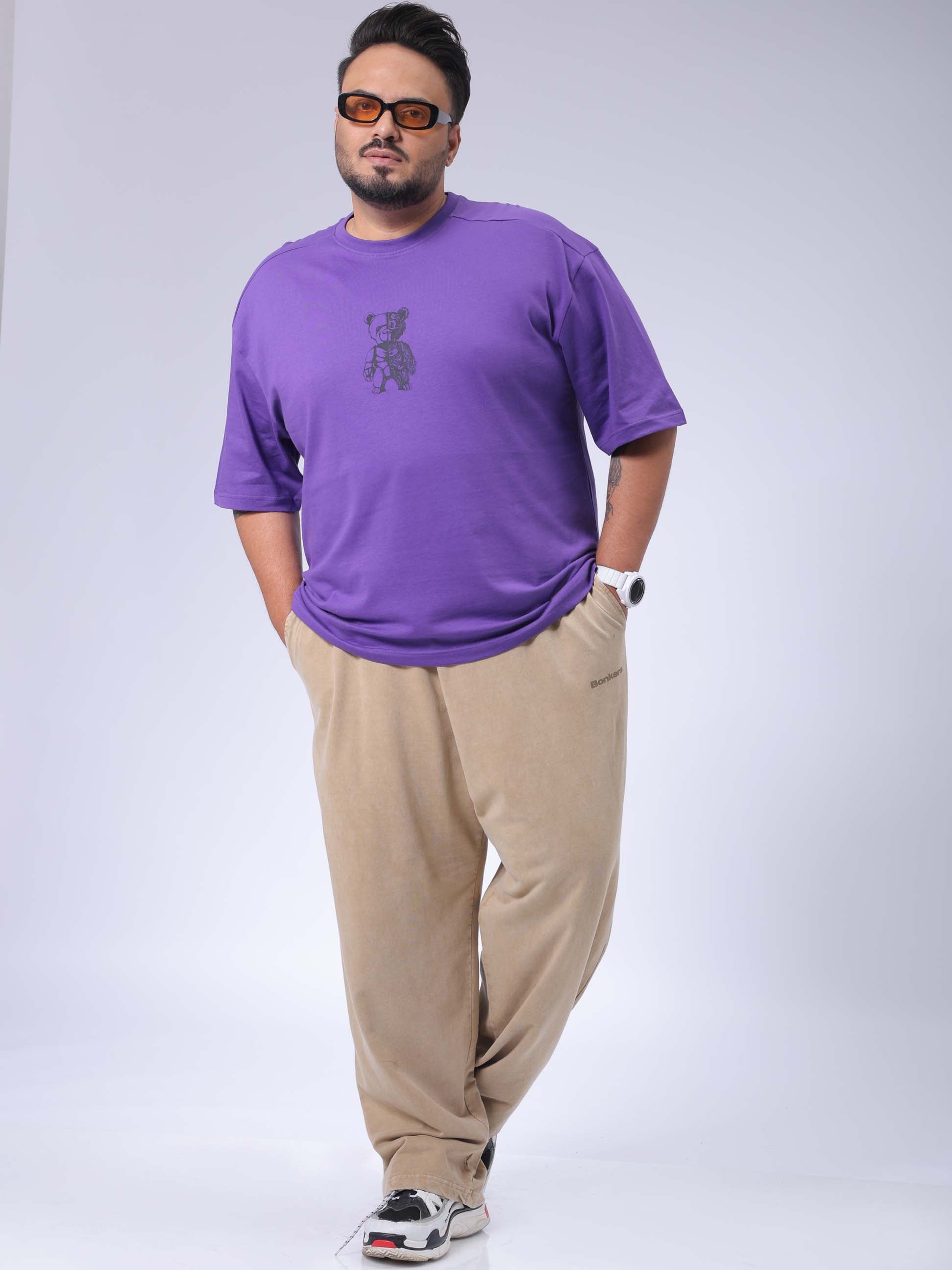 HARDSODA Men's Plus Size Purple Relaxed Fit Printed T-Shirt - view 2