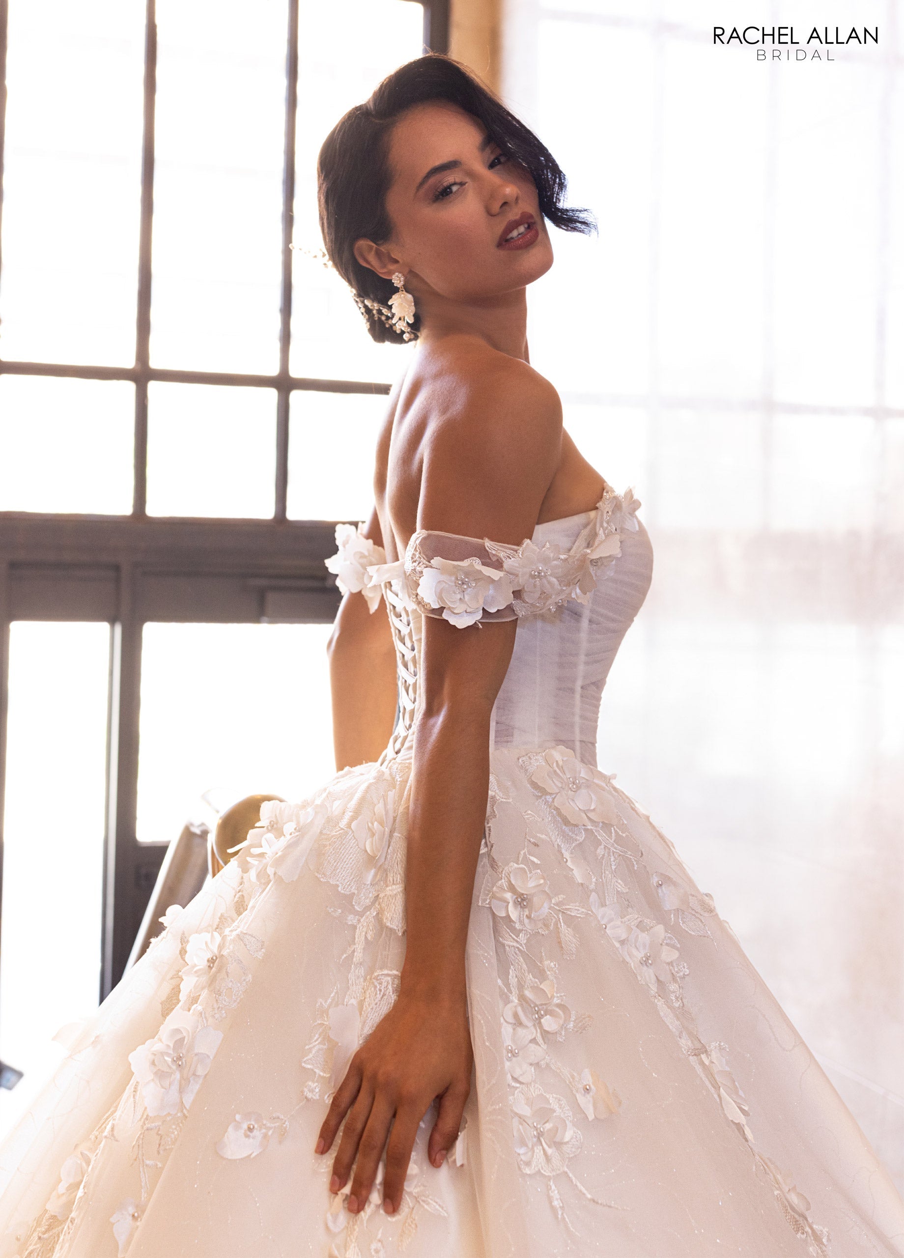 Mary's Bridal Ball Gowns Collection 3D Floral Off Shoulder Bridal Gown by Rachel Allan RB6170 - view 6