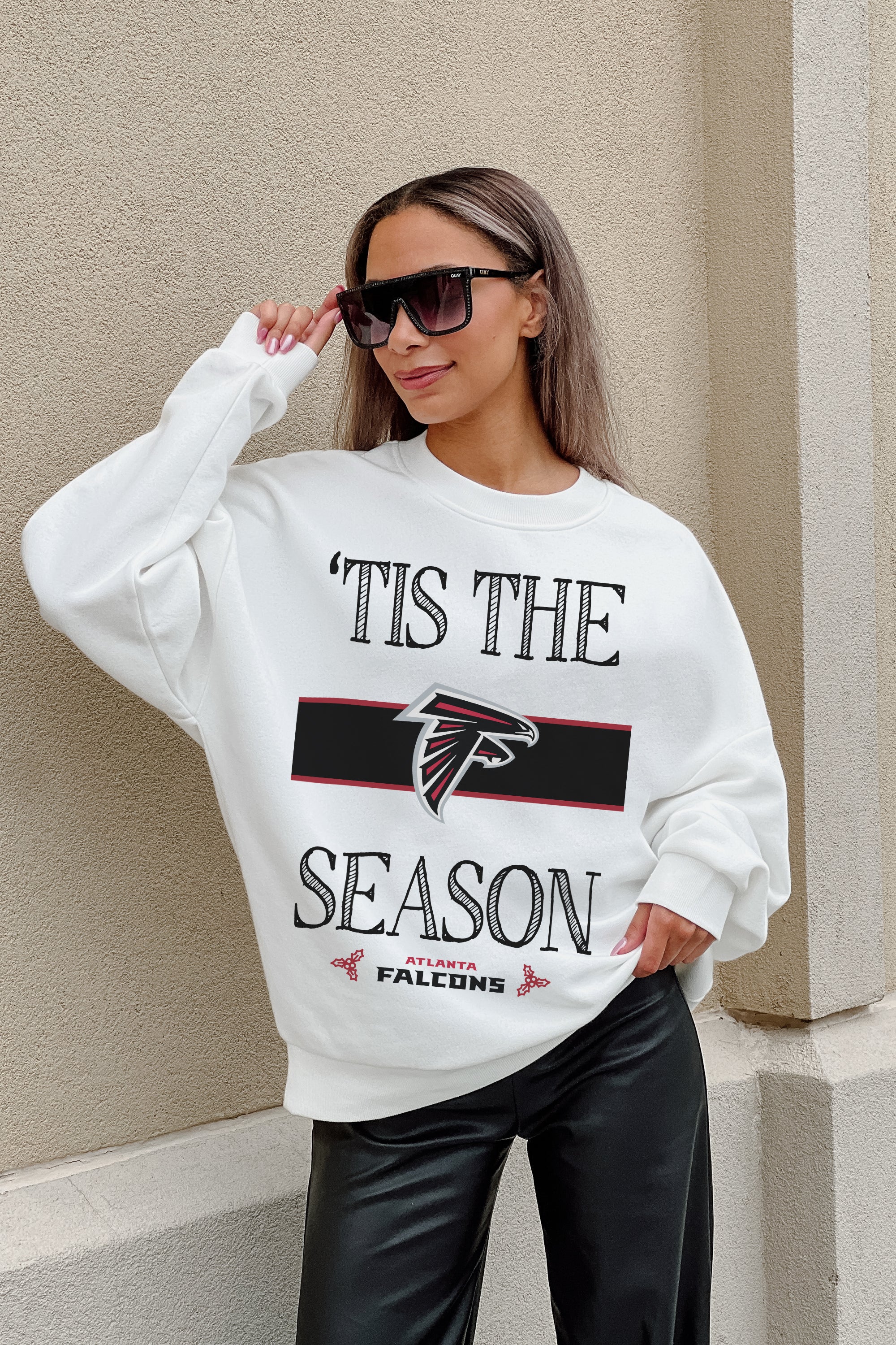 GC X NFL Atlanta Falcons Touchdown Tidings Drop Shoulder Crewneck Sweatshirt