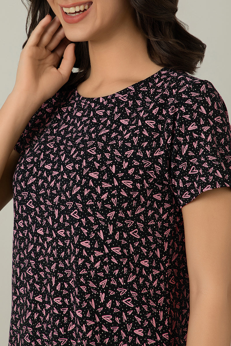 Amante Comfort Sleep Dress - Polka Heart Print - view 4