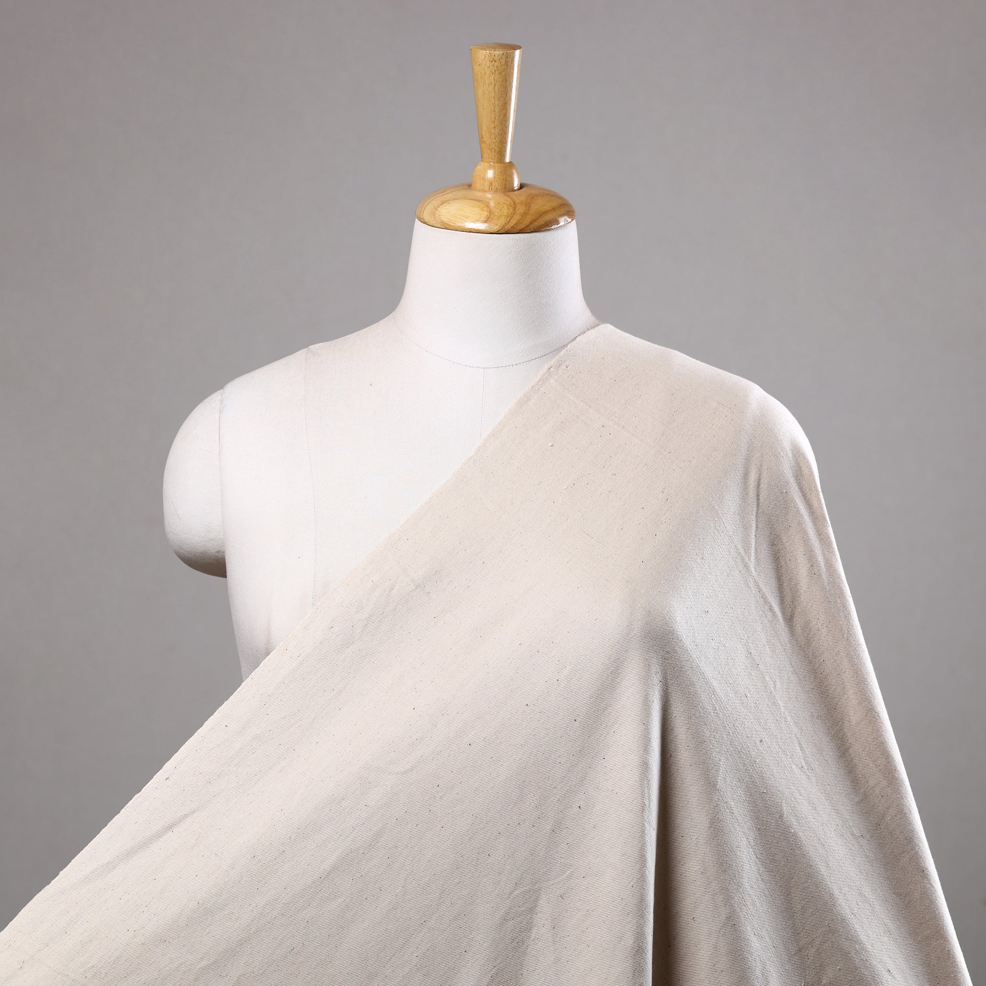 SOUTH KARGHA Beige - 2/40 Twill Cotton Handspun Handloom Kora Plain Fabric 01
