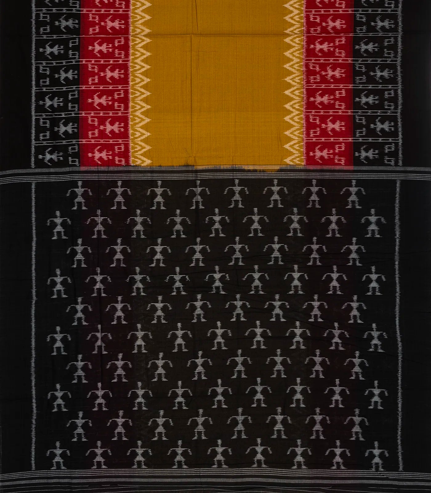 RmKV Oil Mustard Handloom Orissa Cotton Saree With Contrast Border - view 2