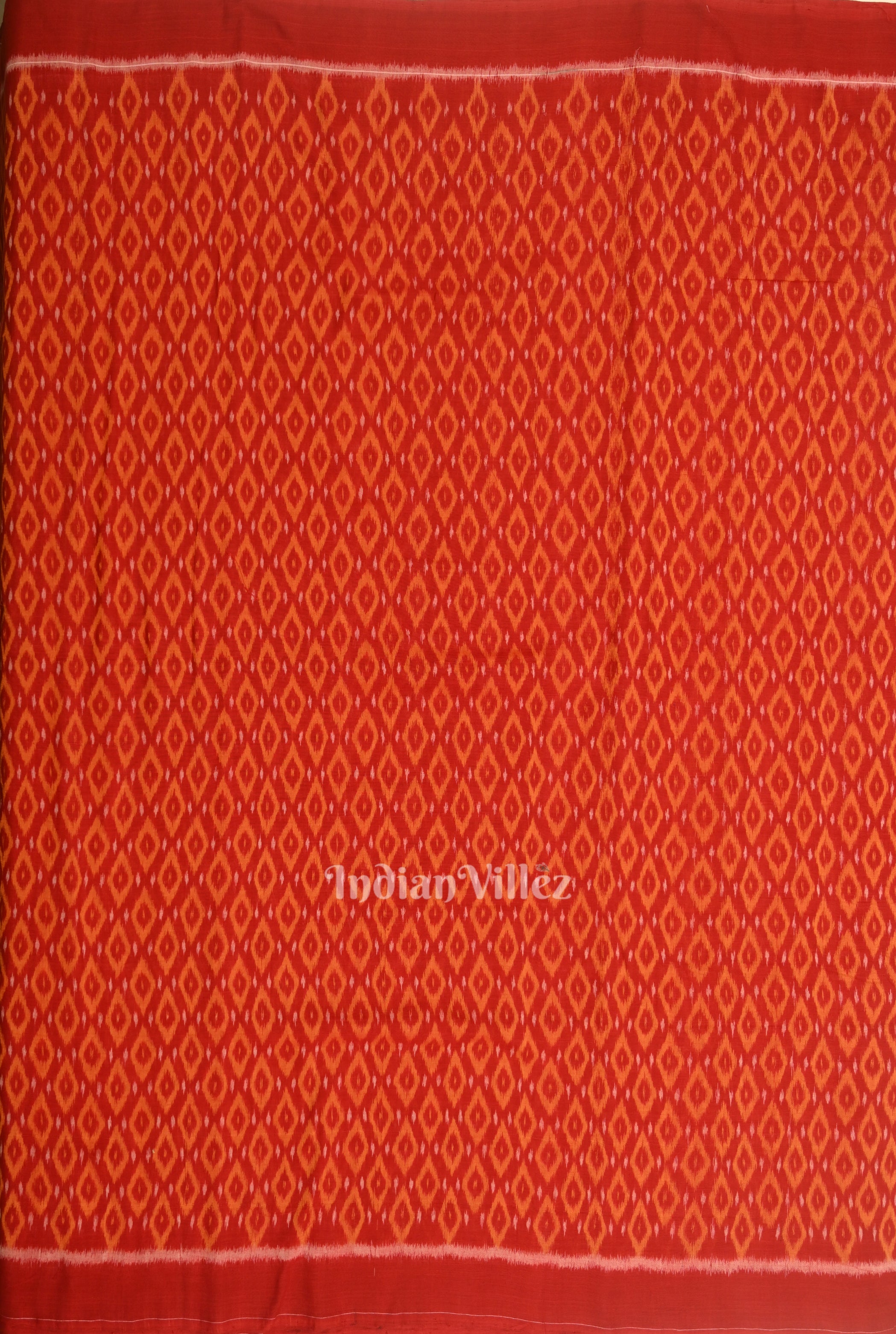 IndianVillèz Deep Red Odisha Ikat Cotton Fabric - view 3