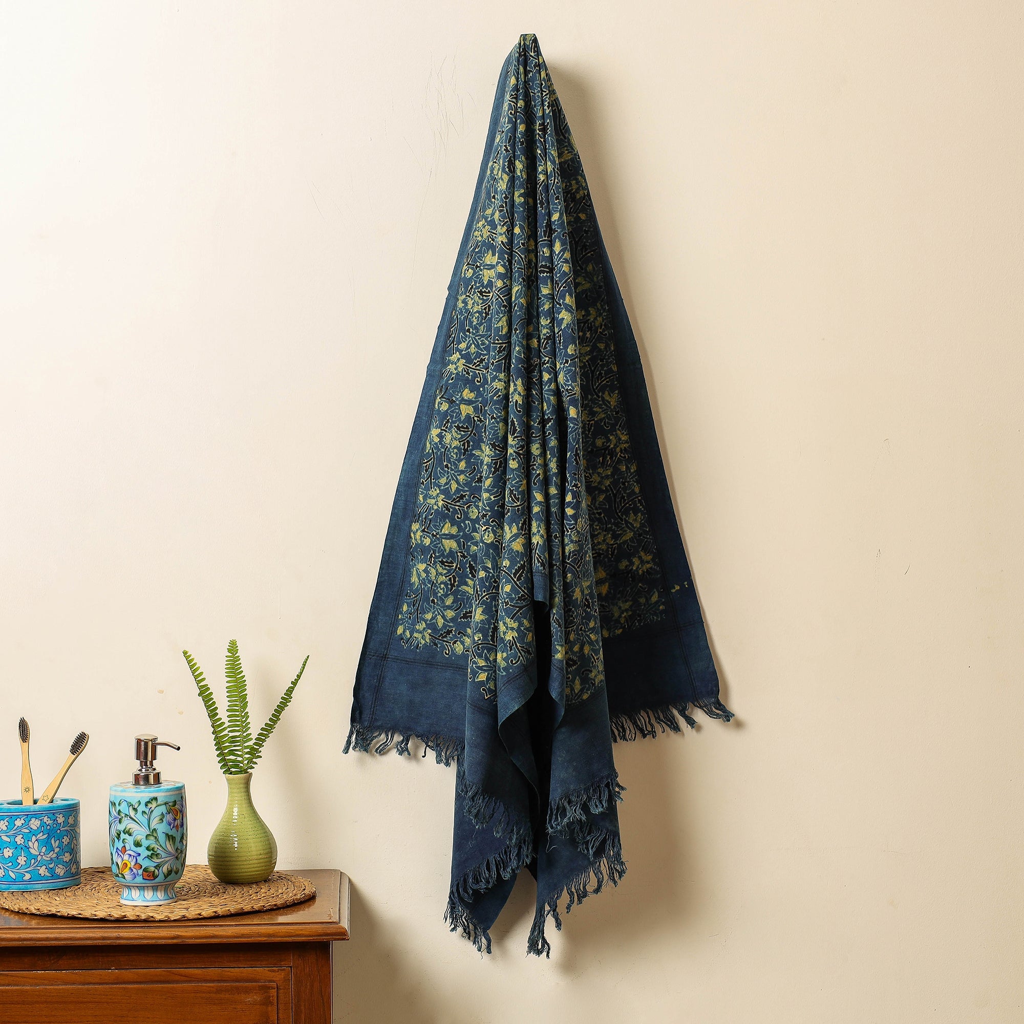 KACHCHH JI CHHAAP Blue - Block Print Cotton Ajrakh Handloom Towel