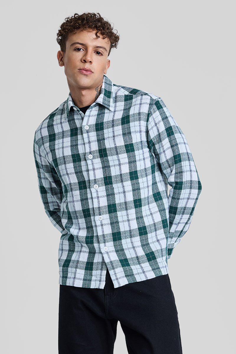 SNITCH Dark Green Box Fit Tartan Shirt - view 5