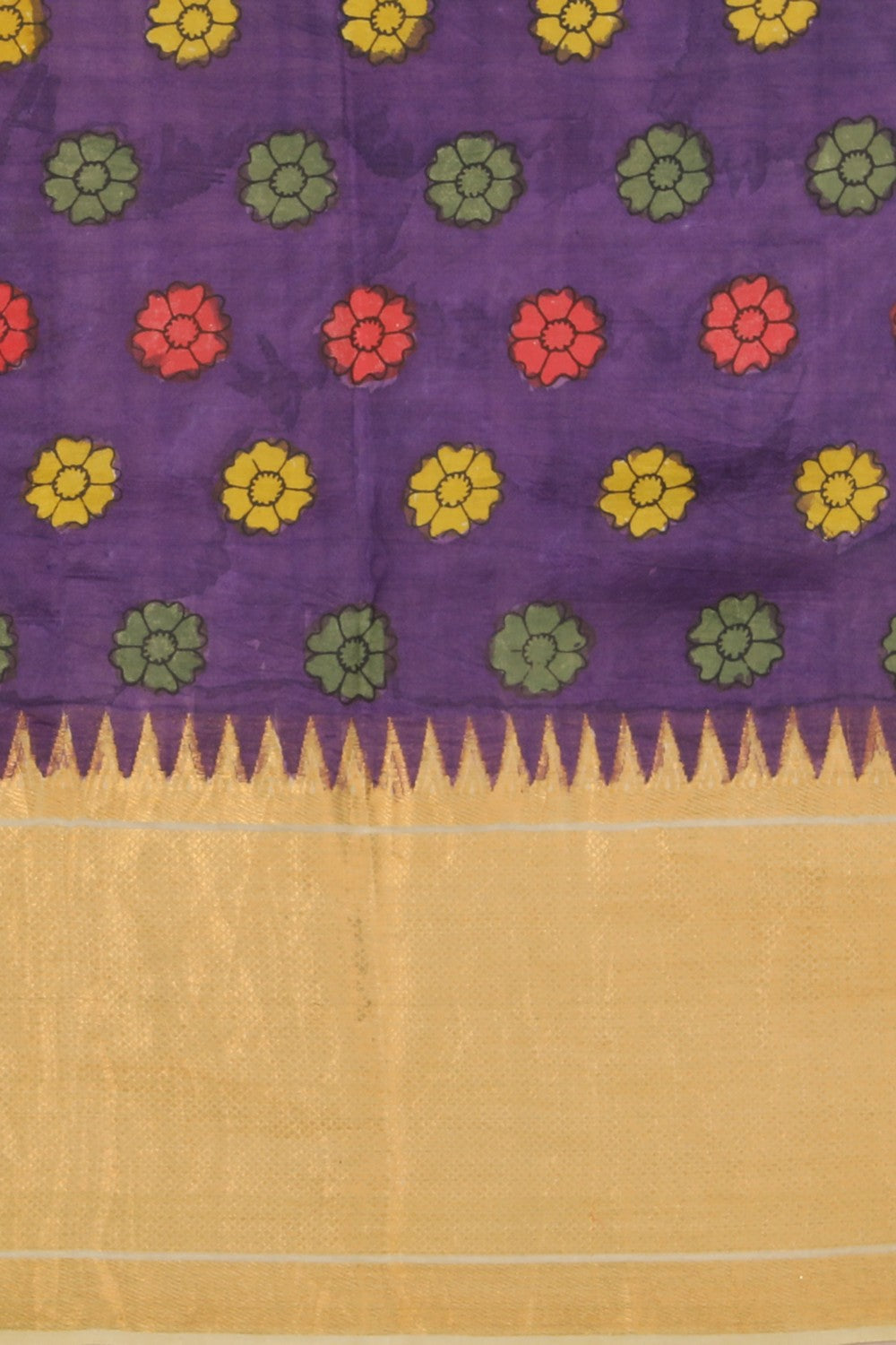 Kalanjali Kalamkari Hand-Painted Mangalgiri Silk Saree - view 3