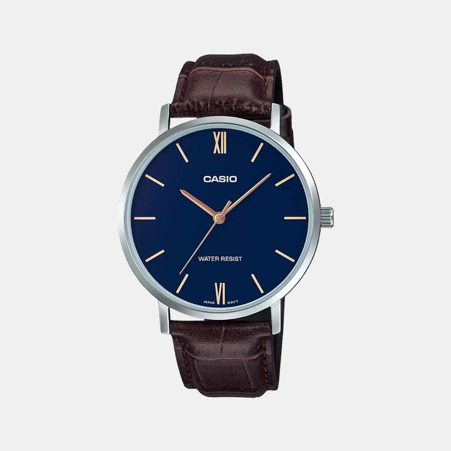 Casio Enticer Men Quartz Blue Dial Analog Leather Watch A1616