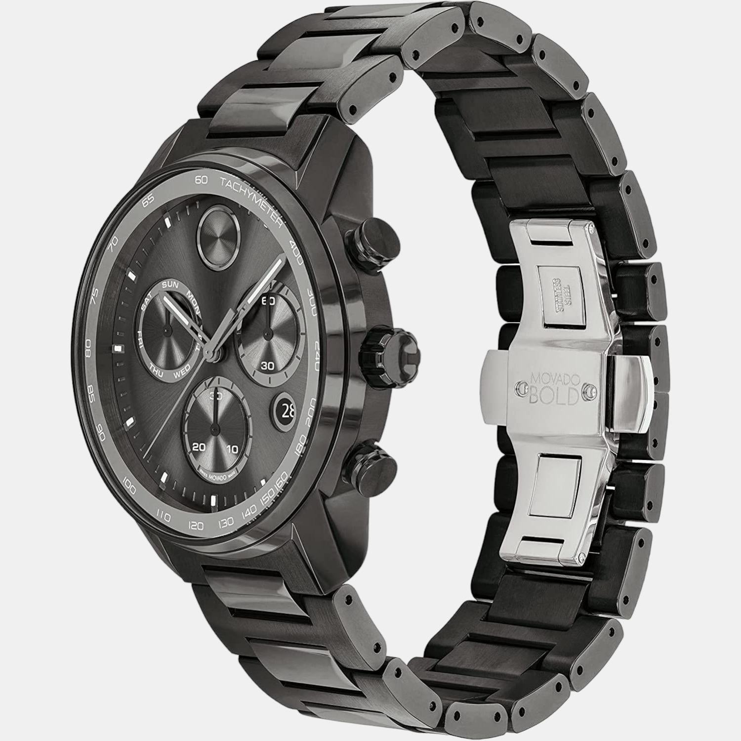 Movado Bold Men Quartz Grey Dial Chronograph Stainless Steel Watch 3600743 - view 2