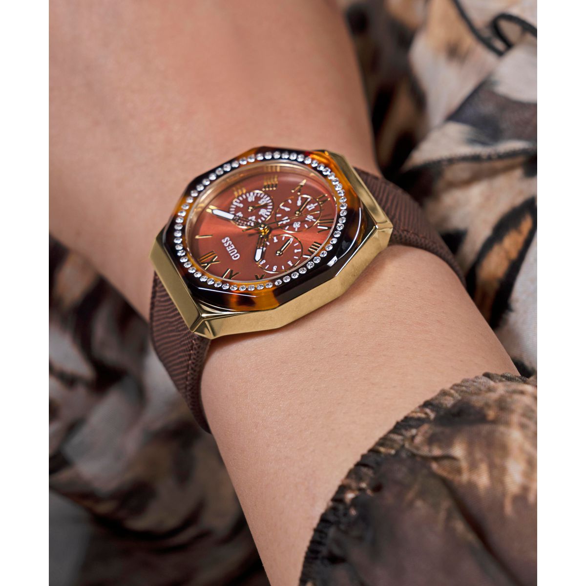 Guess Glaze Women Quartz Brown Dial Multi-Function Leather Watch GW0753L3 - view 6