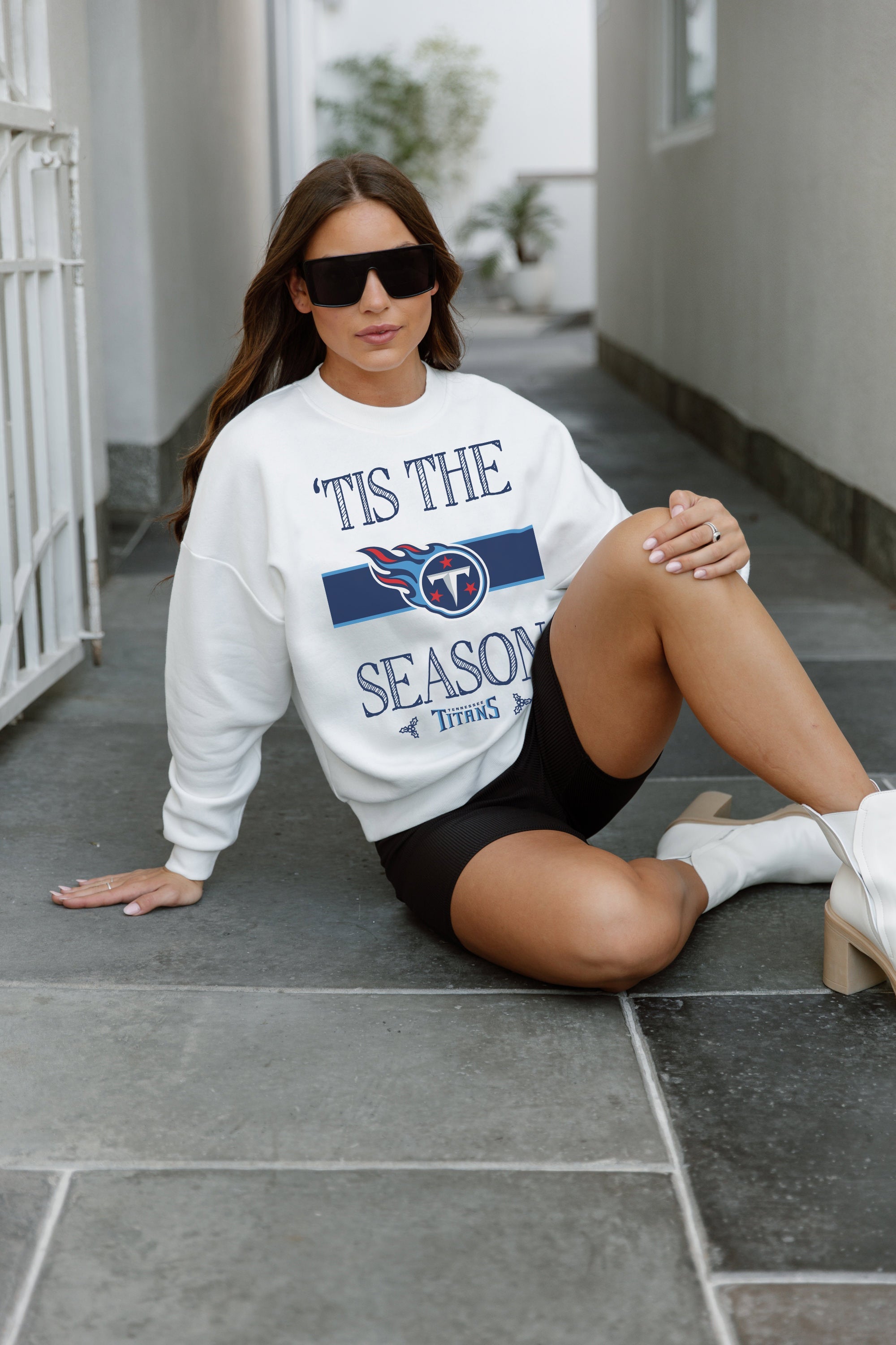GC X NFL Tennessee Titans Touchdown Tidings Drop Shoulder Crewneck Sweatshirt - view 3