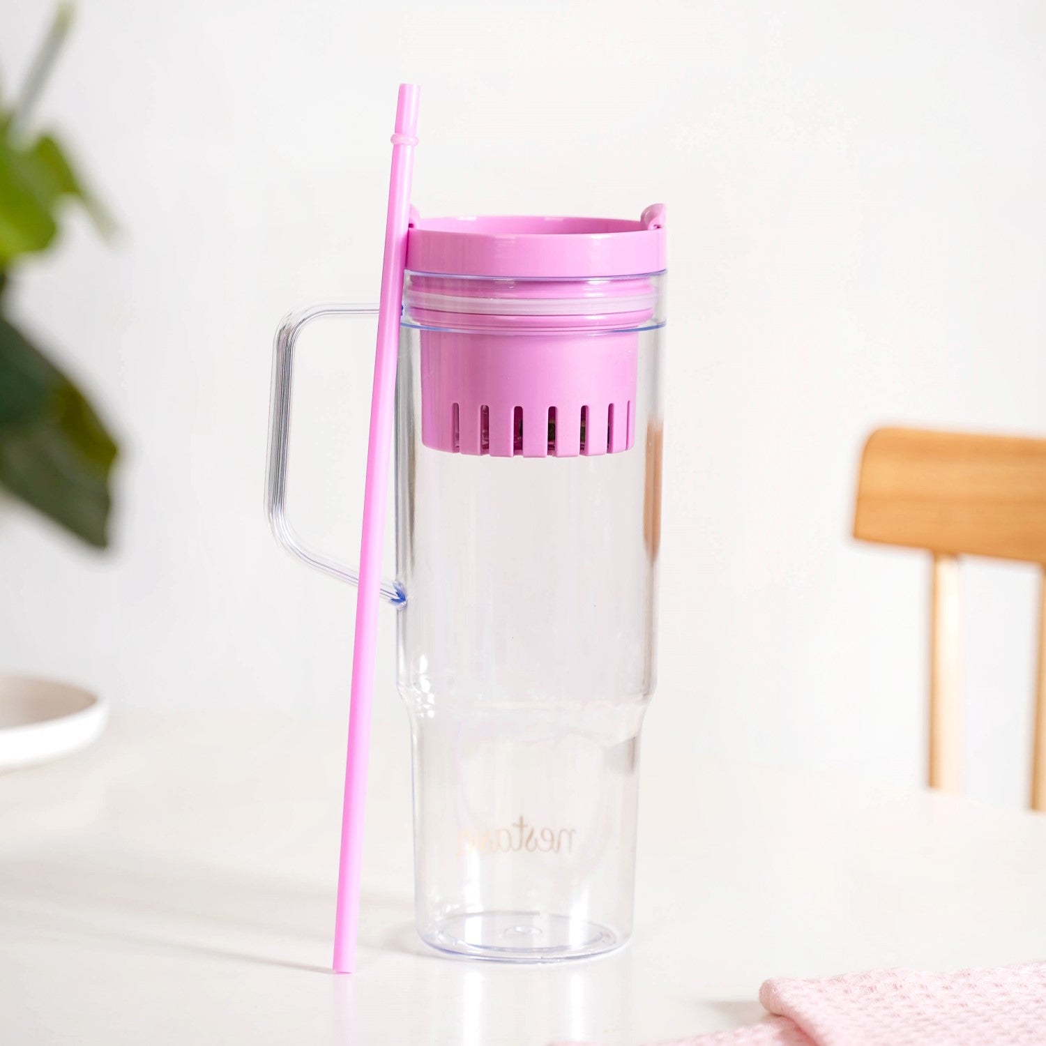 Nestasia Citrify Large Spillproof Water Bottle With Fruit Infuser Pink Flamingo 1300ml - view 2