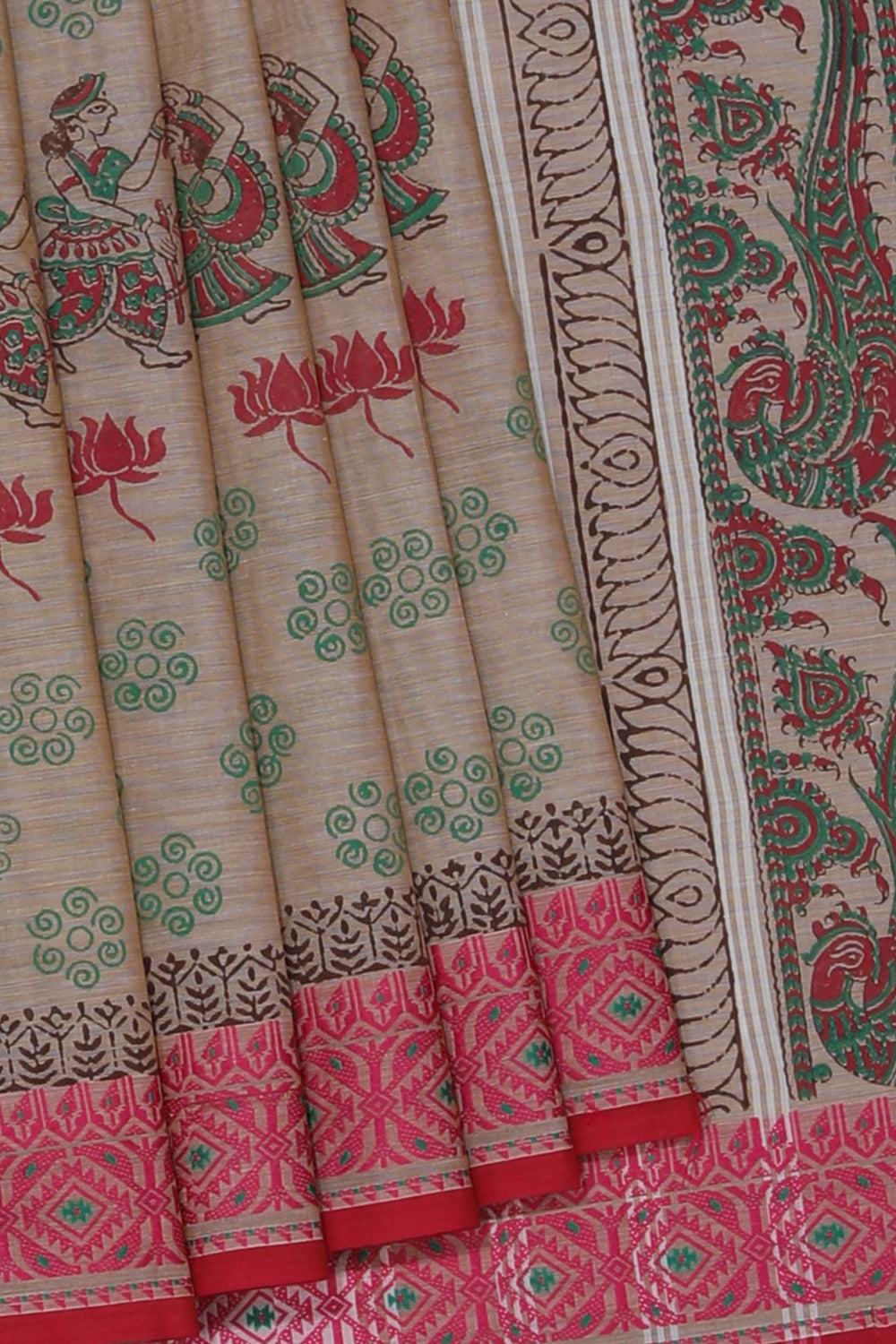 Kalanjali Ethnics Hand block printed cotton saree