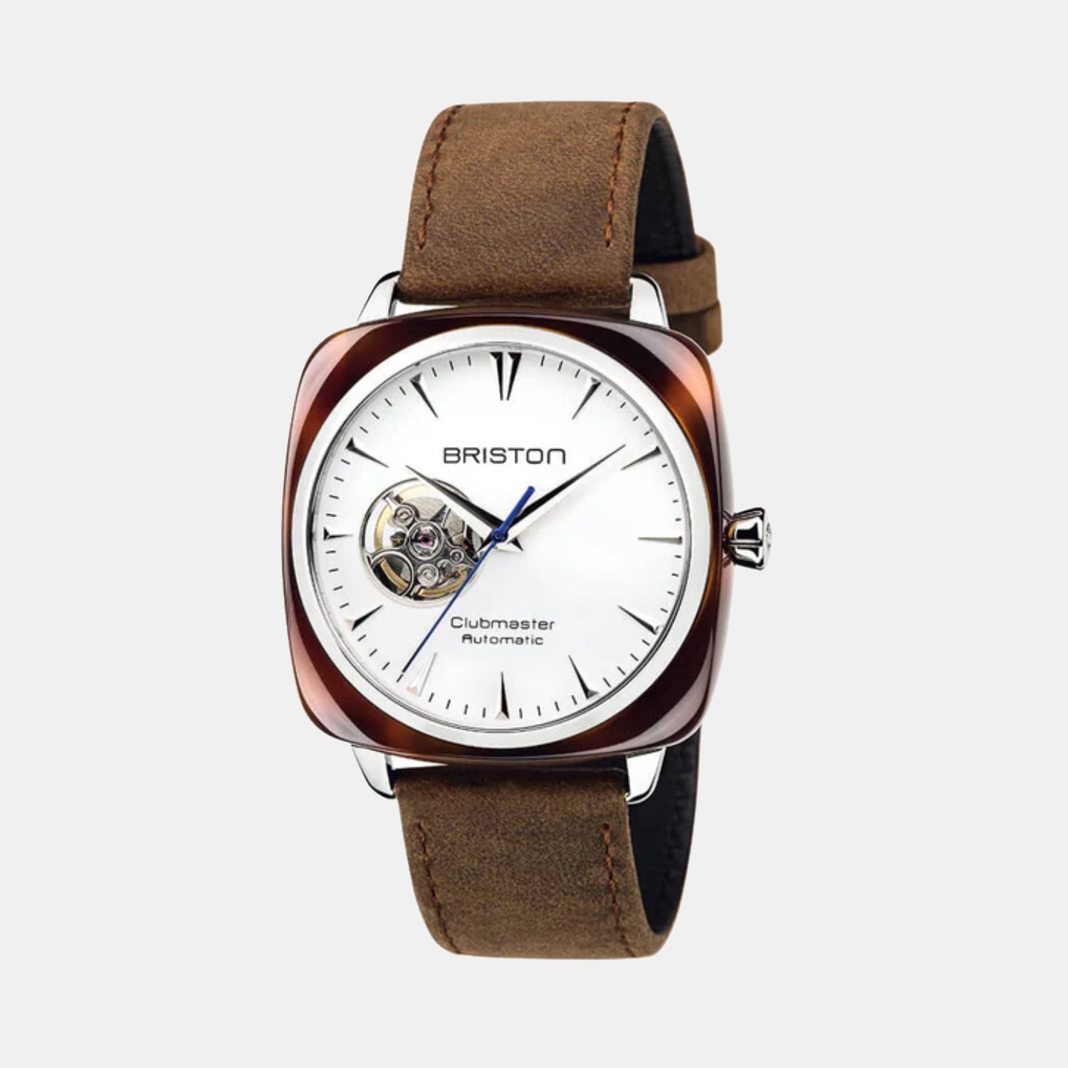 Briston Clubmaster Iconic Men Automatic White Dial Analog Leather Watch 18740.SA.TI.2.LVBR