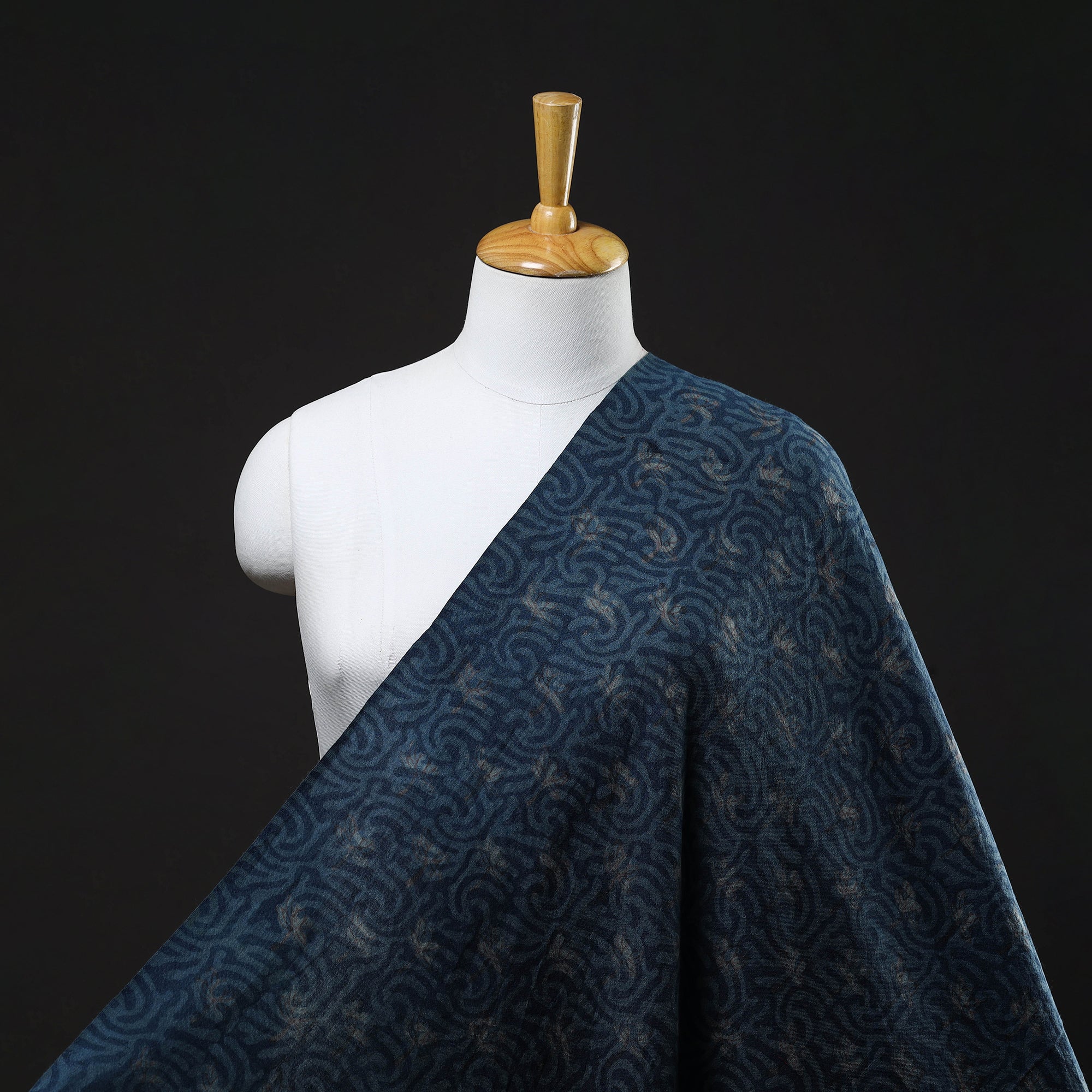 HAVELI CHRONICLES Blue - Akola Print Pure Wool Handloom Precut Fabric (1.5 Meter) 14