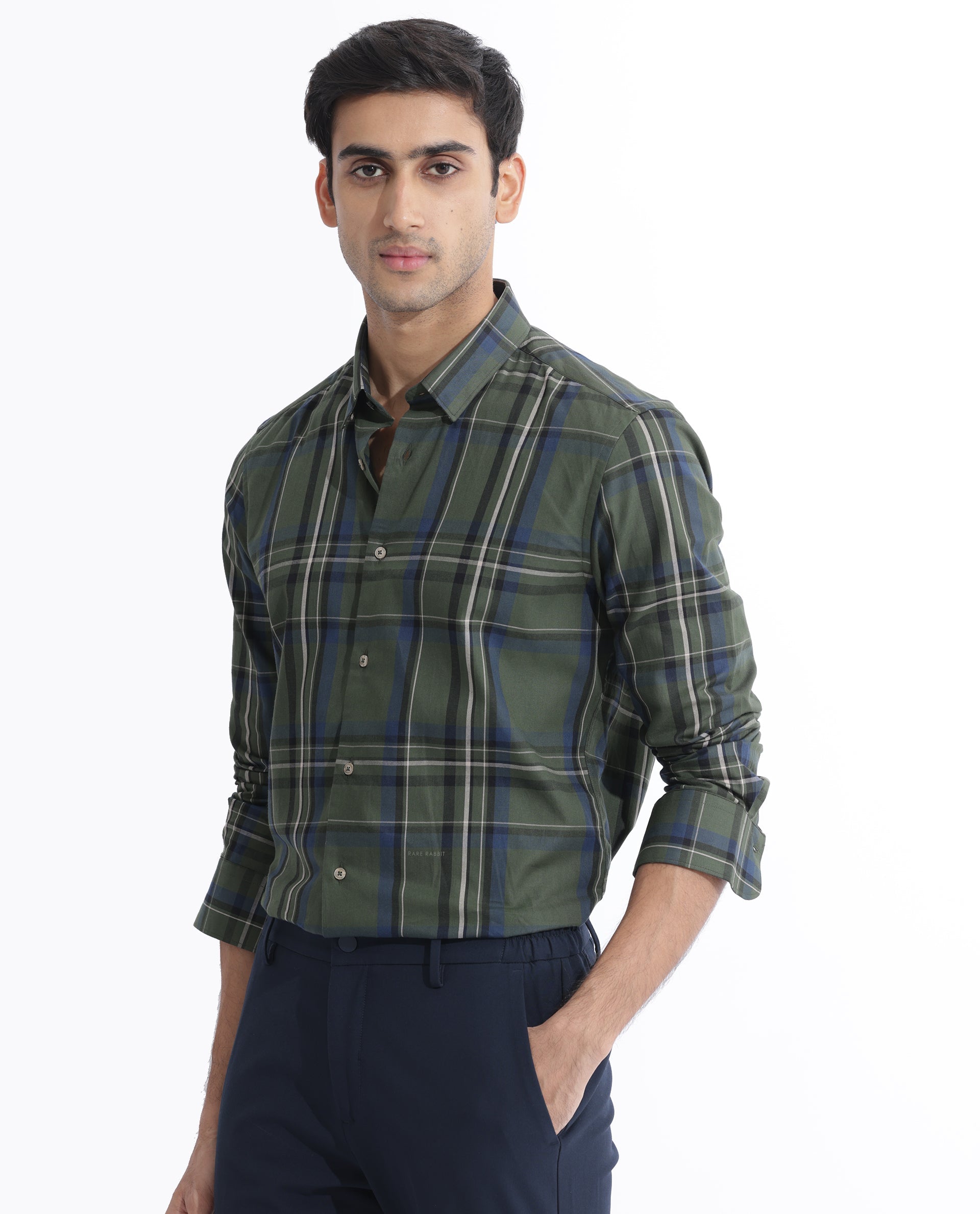 Rare Rabbit Men's Cosen Dark Green Full Sleeves Checks Shirt - view 3
