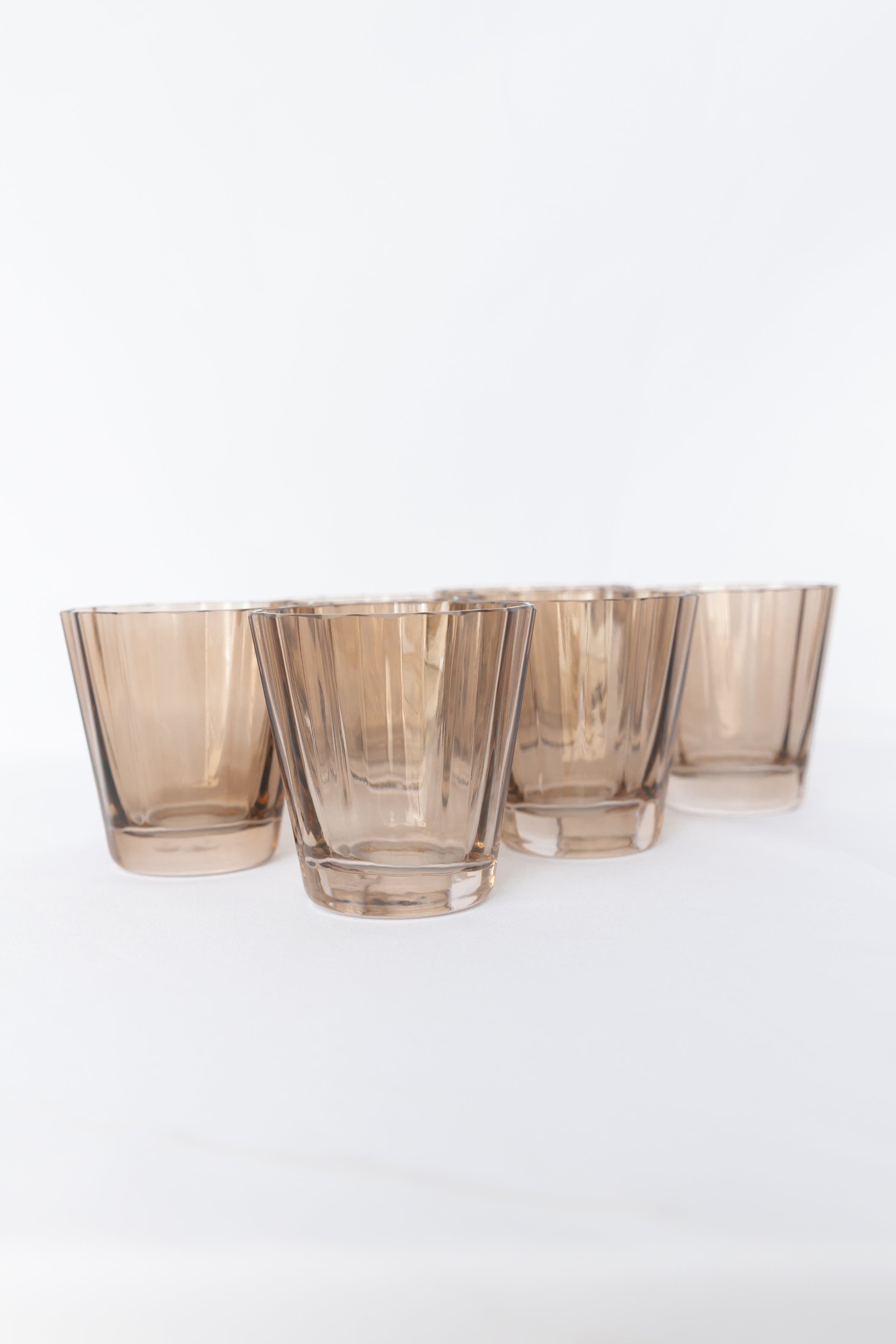 Estelle Colored Glass Estelle Colored Sunday Low Balls - Set of 6 {Mocha Mousse (Our Amber Smoke)}