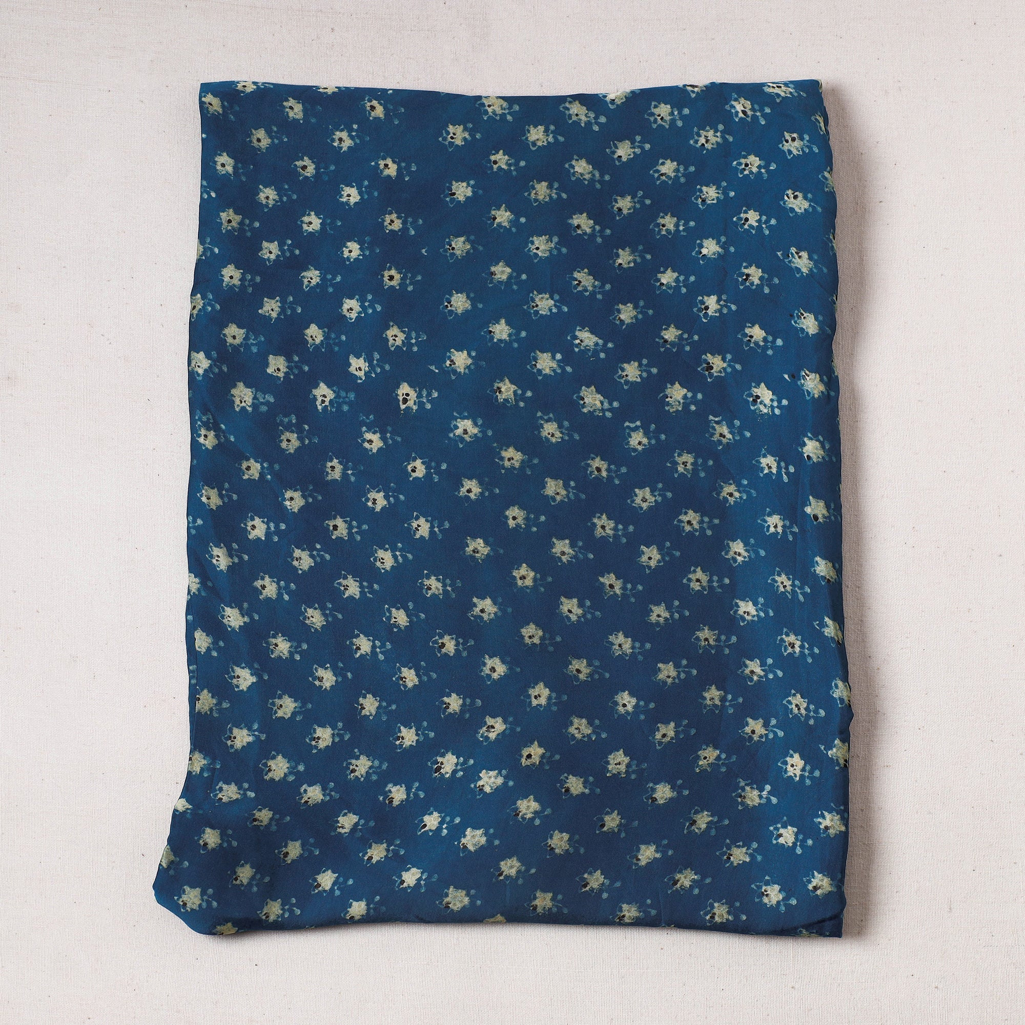 KACHCHH JI CHHAAP Blue - Ajrakh Block Printed Modal Silk Precut fabric - (0.95 meter)