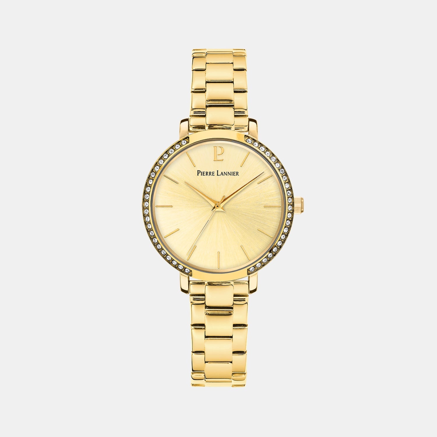 Pierre Lannier Chouquette Women Quartz Gold Dial Analog Stainless Steel Watch 037H542