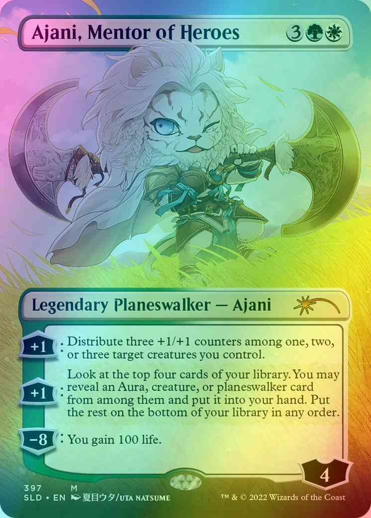 Magic Ajani, Mentor of Heroes [0397] [Borderless] [Li’l Walkers] [Secret Lair Drop] [Foil]