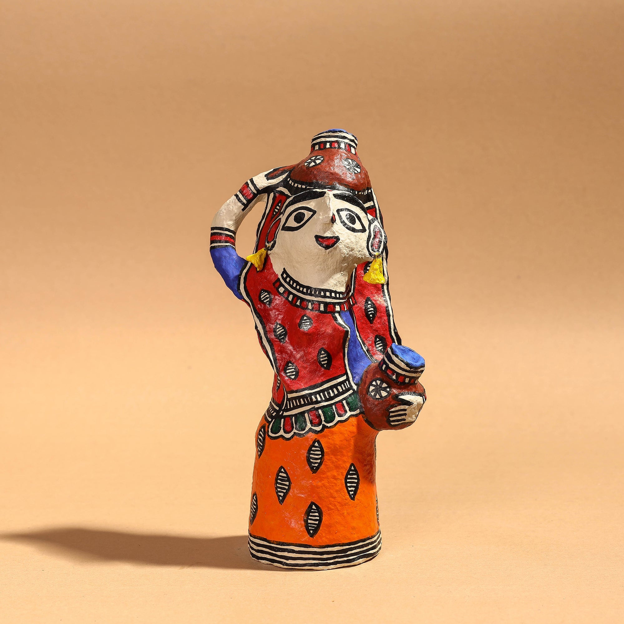 ITOKRI CRAFTS INITIATIVE Doll - Madhubani Handpainted Paper Mache Home Decor Item