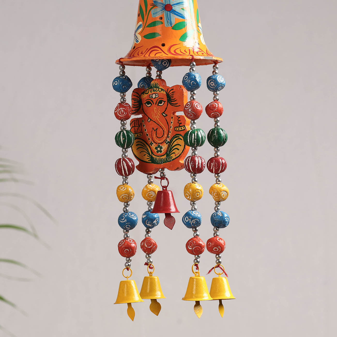 DEVENDRA SINGH Big Bell - Banaras Handpainted Wooden & Terracotta Beads Decorative Hanging - view 2