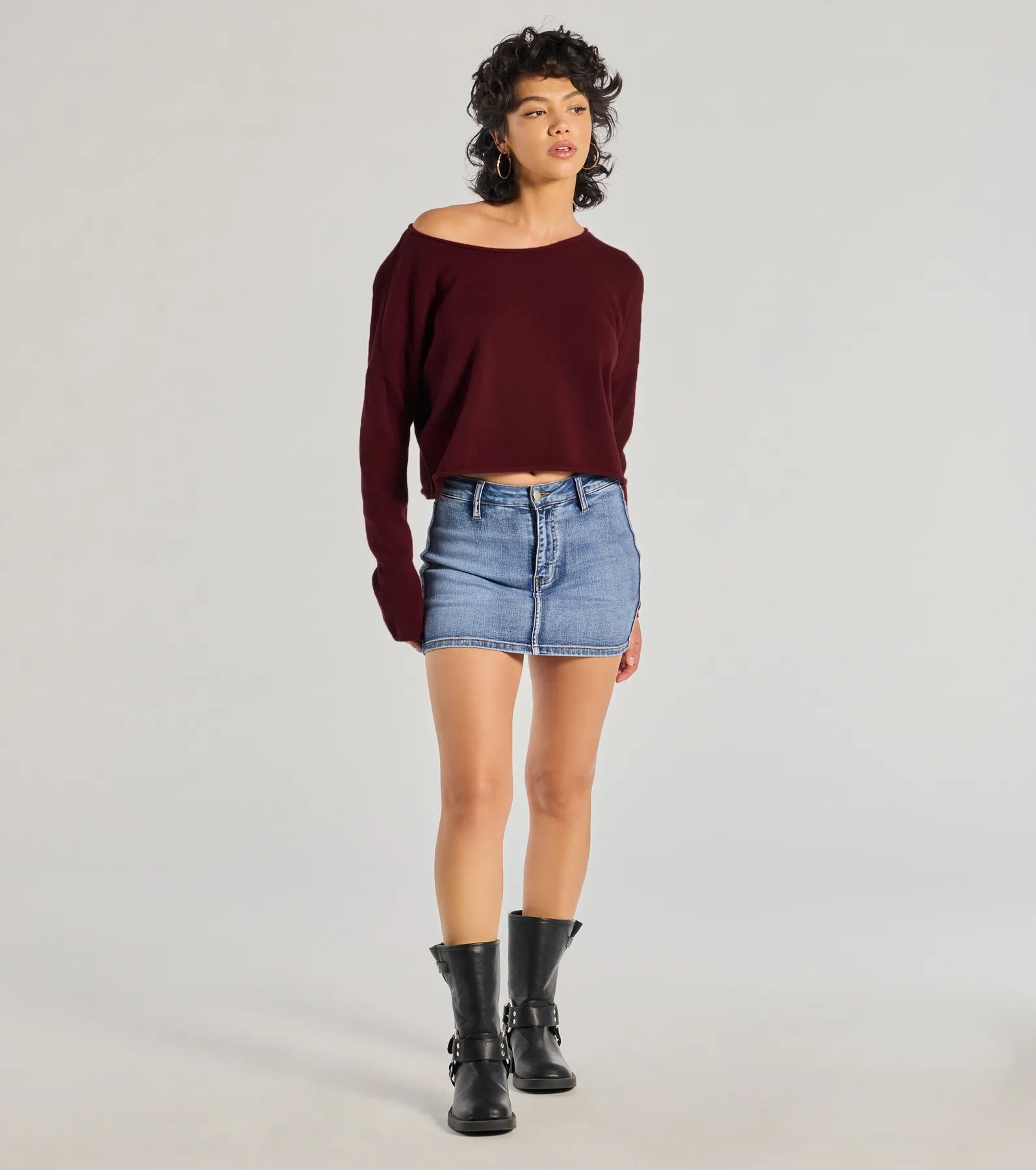 Windsor Classic Chic Asymmetrical Cropped Pullover Sweater - view 3