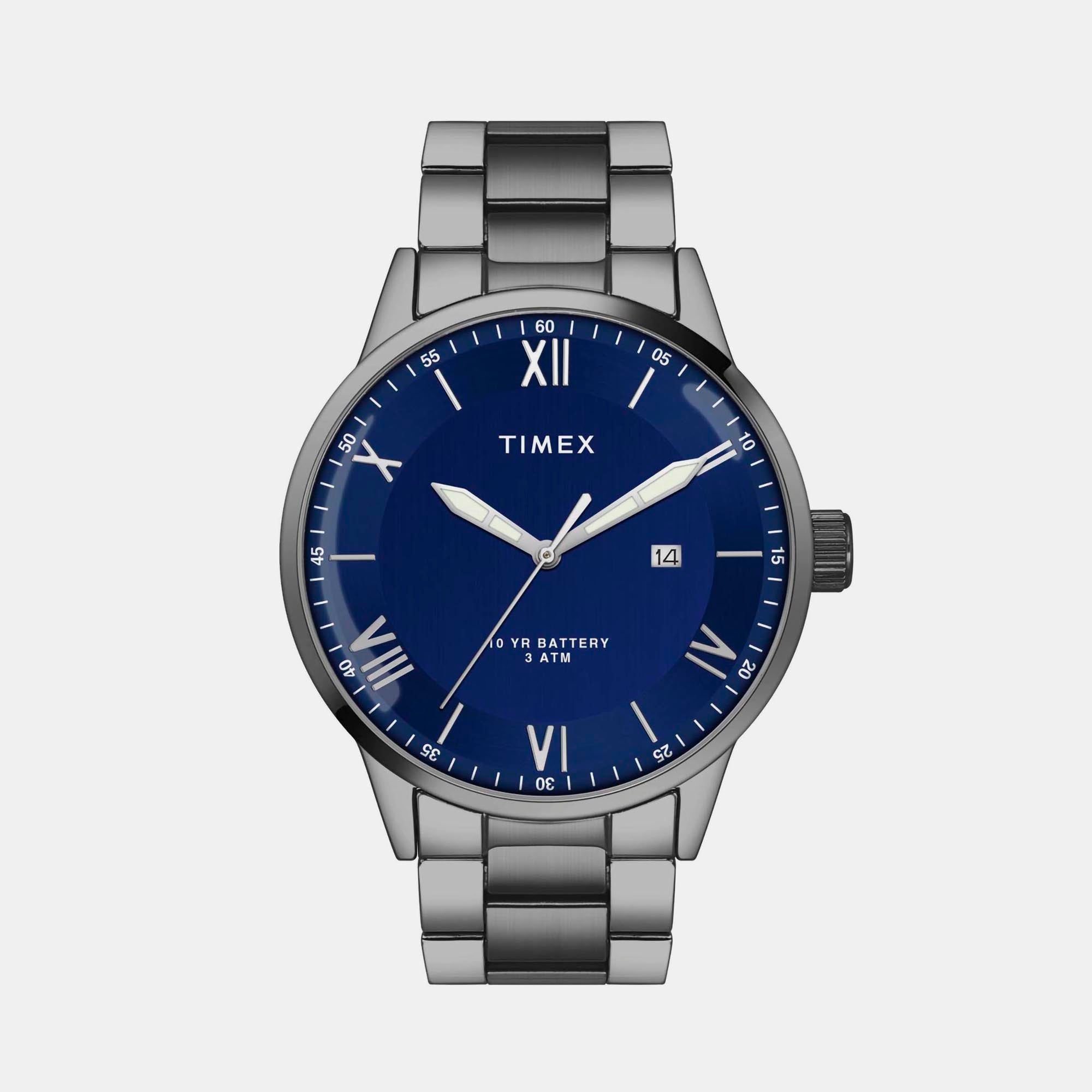 Timex E Class Men Quartz Blue Dial Analog Stainless Steel Watch TWEG19920