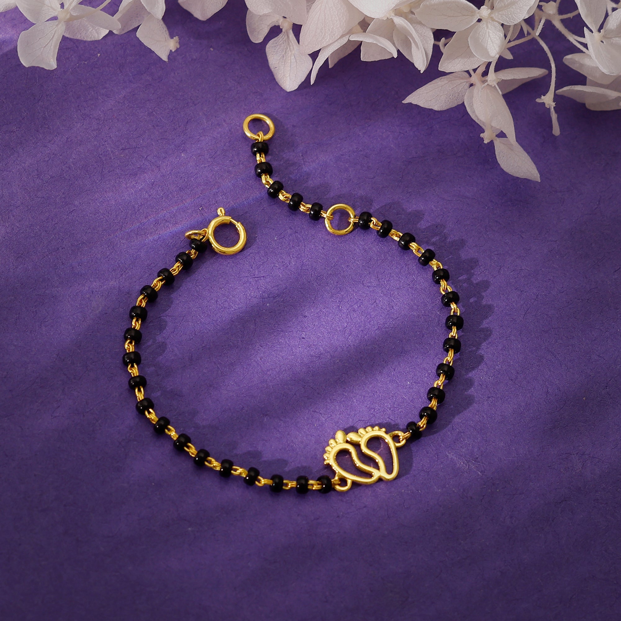 GIVA Jewellery Gold Baby Footprint Kids Nazariya Bracelet (0-1 yrs) - view 2