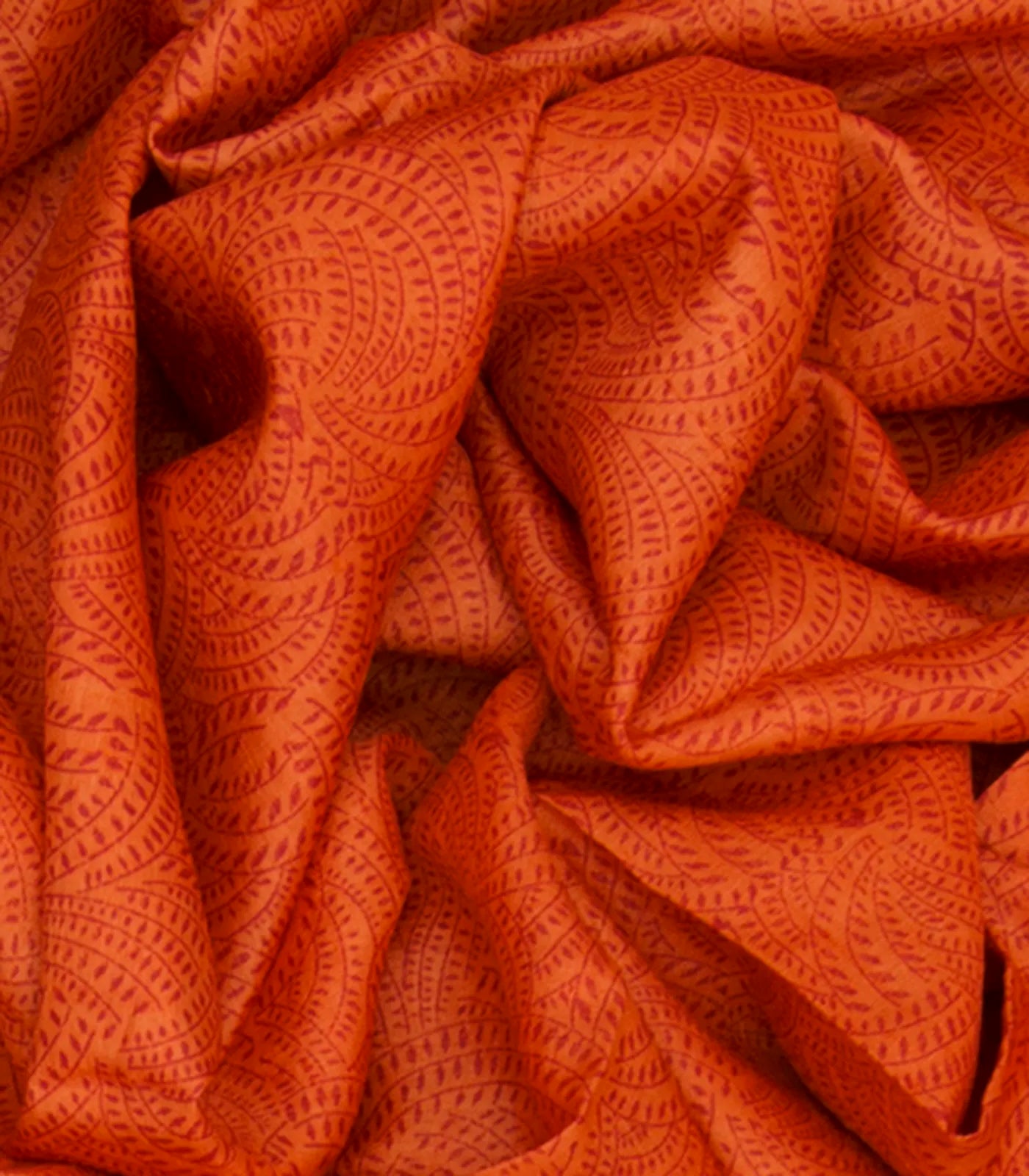 RmKV Orange Tussar Silk Saree With Block Print - view 3