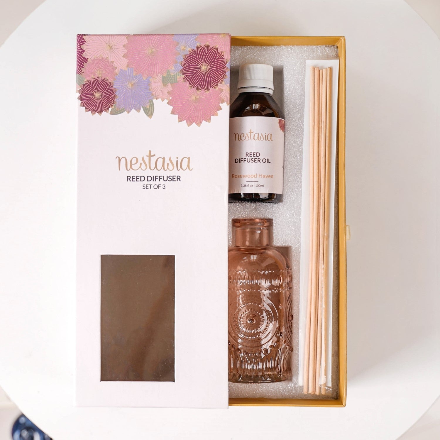 Nestasia Rosewood Haven Fragrance Jar And Reed Diffuser Gift Set Of 3 - view 2