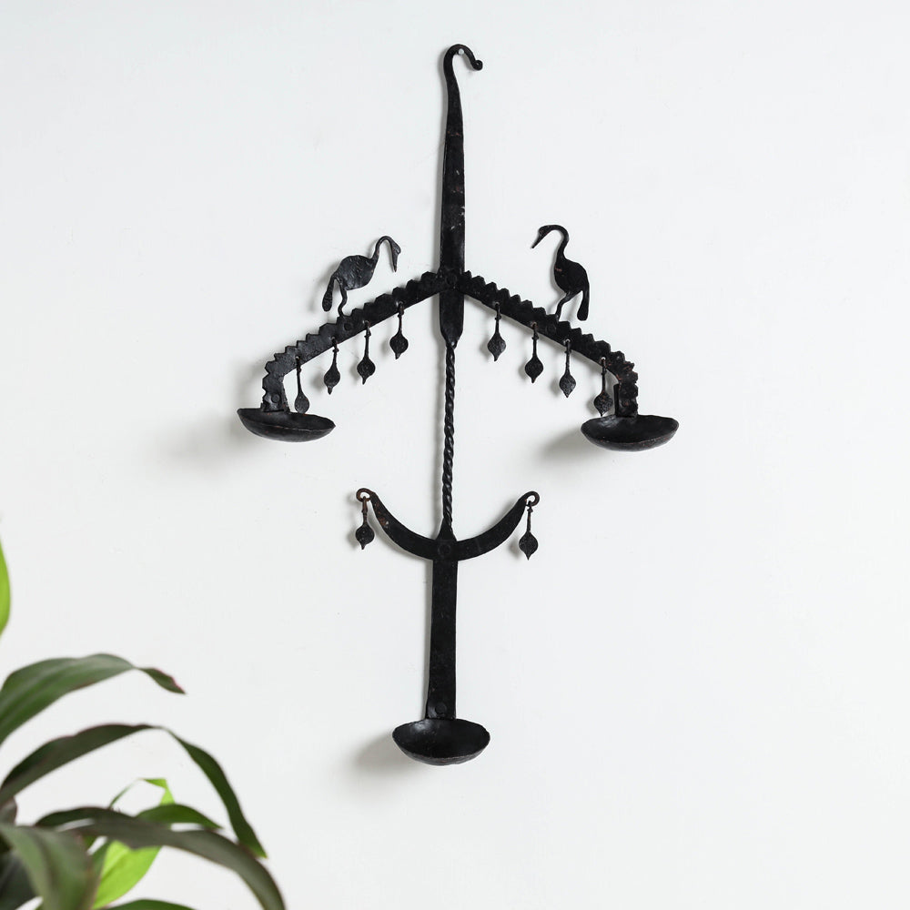 CHHATTISGARH HASTSHILP VIKAS BOARD Bastar Tribal Wrought Iron 3 Diya / Candle Stand