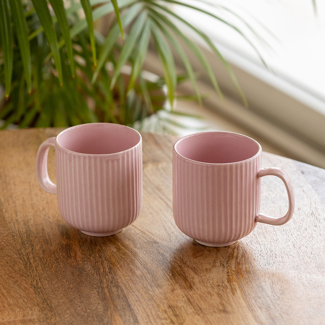 Tea coffee mugs – EXCLUSIVELANE 'Coral Reef' Glazed Studio Pottery Ceramic Tea & Coffee Mugs (Set of 2, 300 ml, Pink)