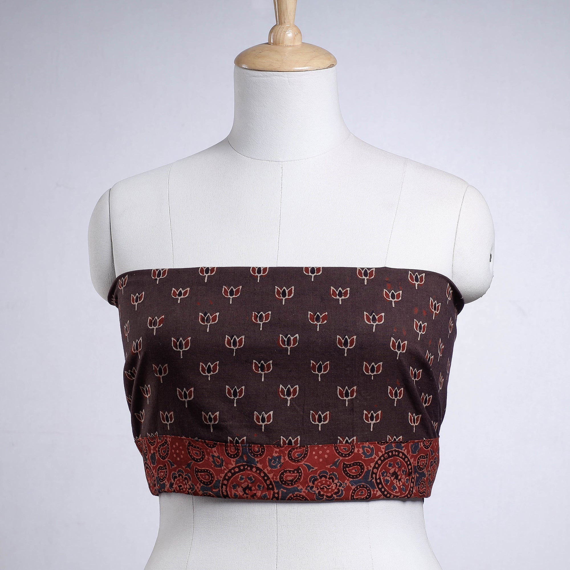 NOORI BAZAR Brown - Rangoli Ajrakh Block Printed Cotton Blouse Piece