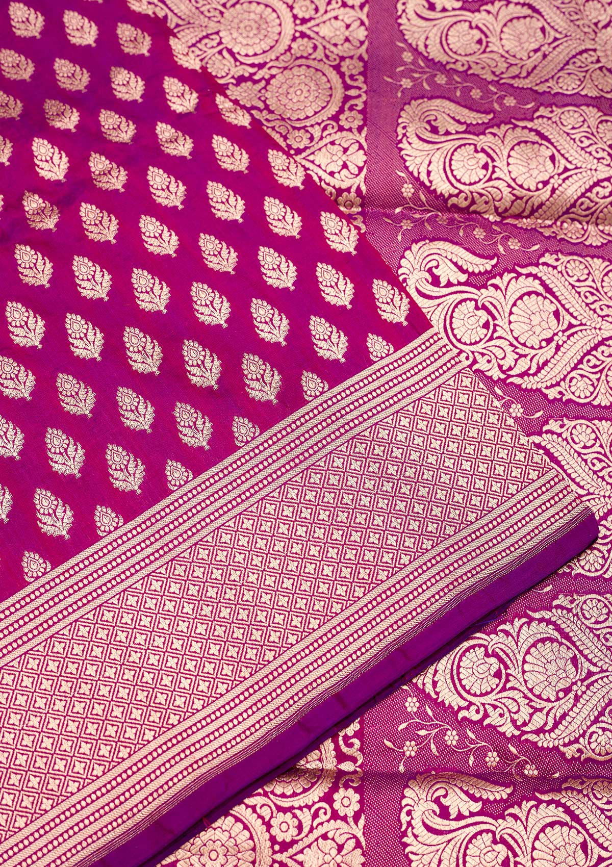 Koskii Magenta Pink Zariwork Pure Silk Saree – Women's - view 4