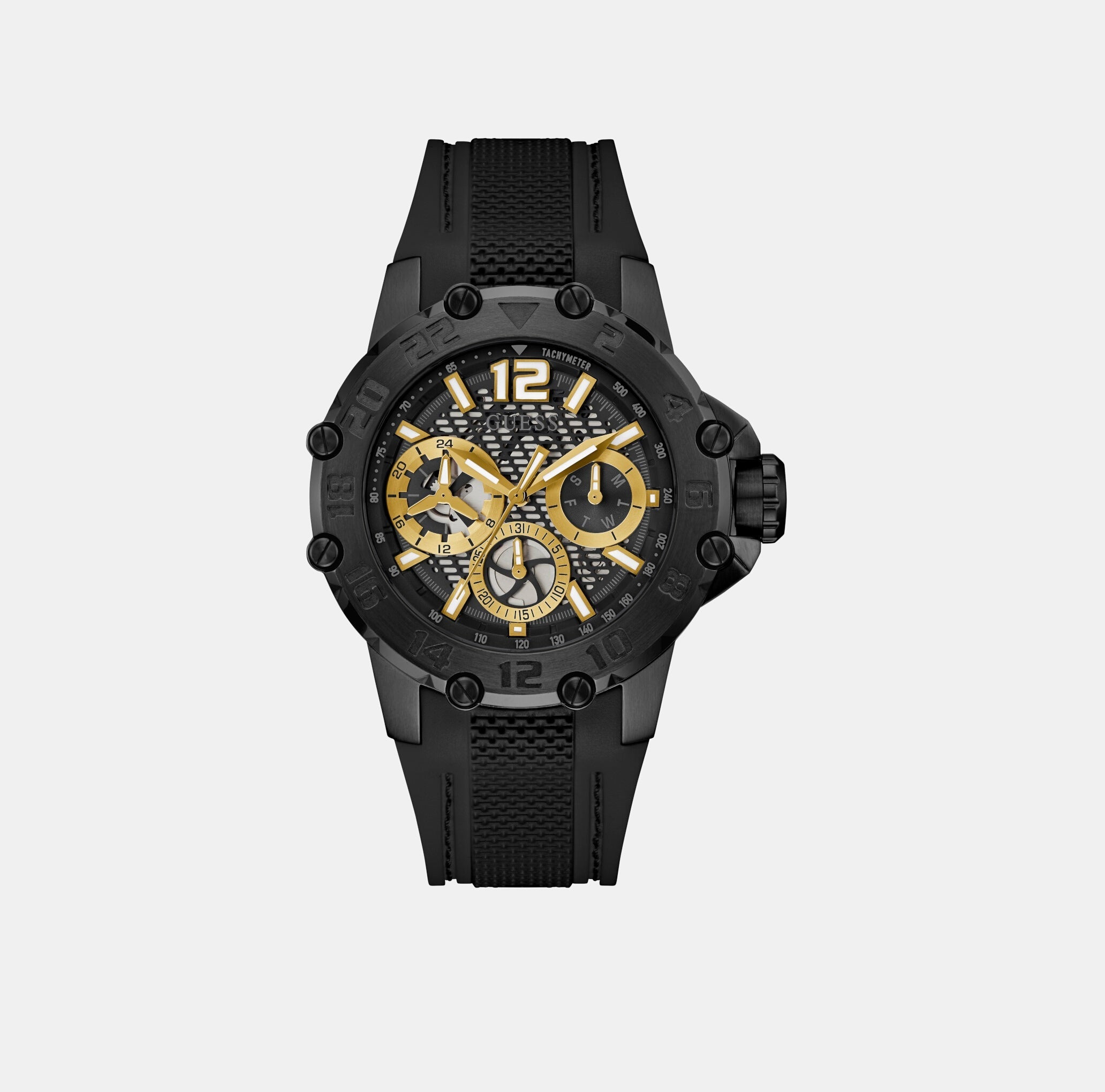 Guess Contender Men Quartz Black Dial Chronograph Silicone Watch GW0640G2