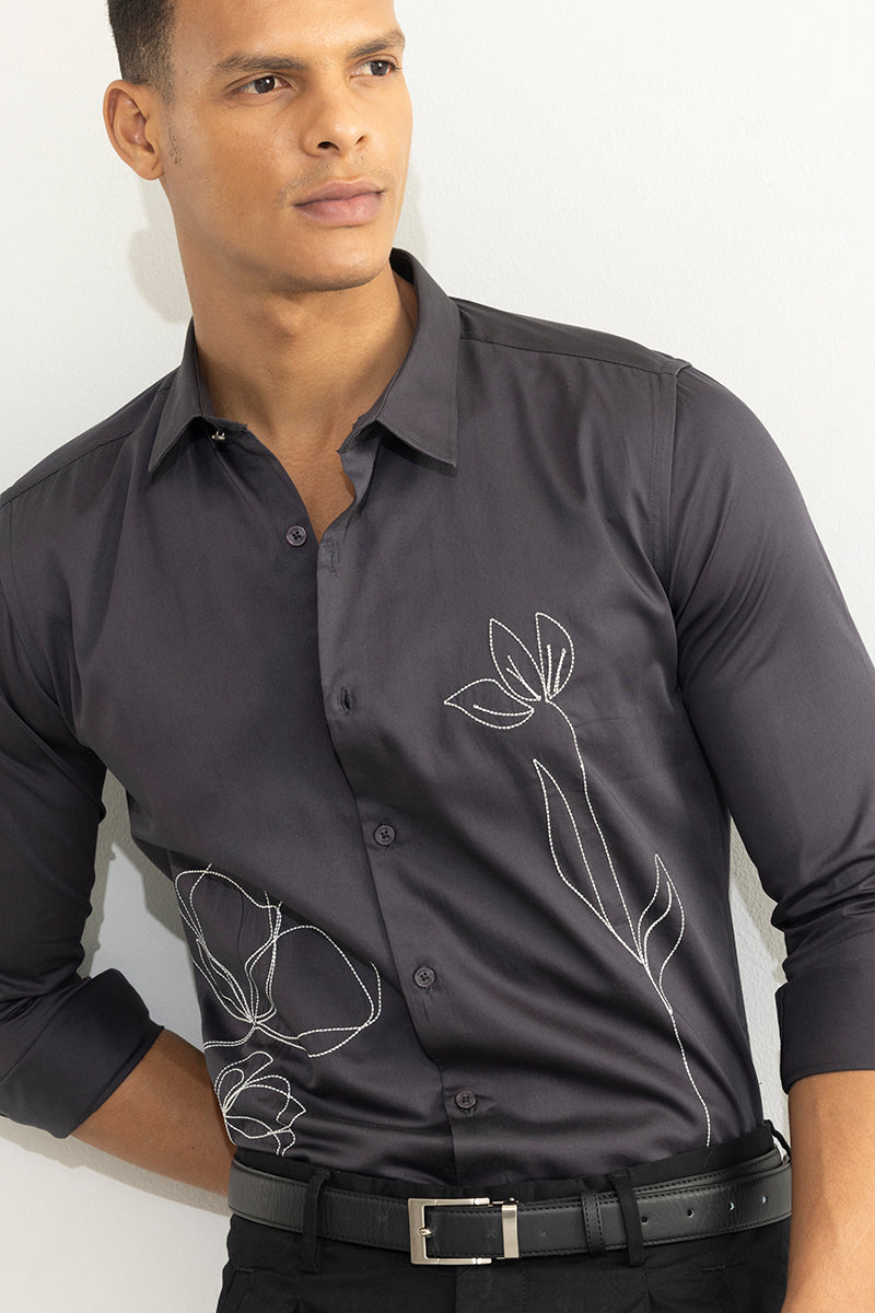 SNITCH Tulipa Embroidered Black Shirt - view 4