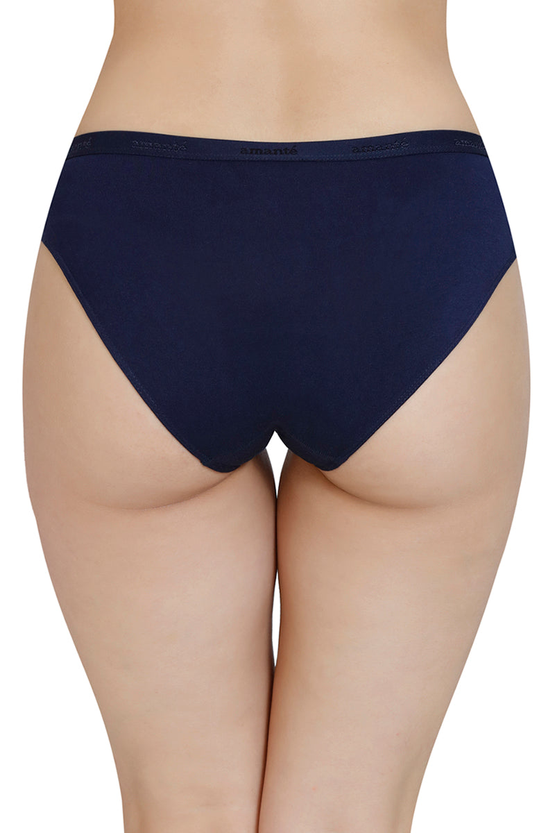 Amante Solid Mid Rise Modal Bikini Panty - Midnight - view 4
