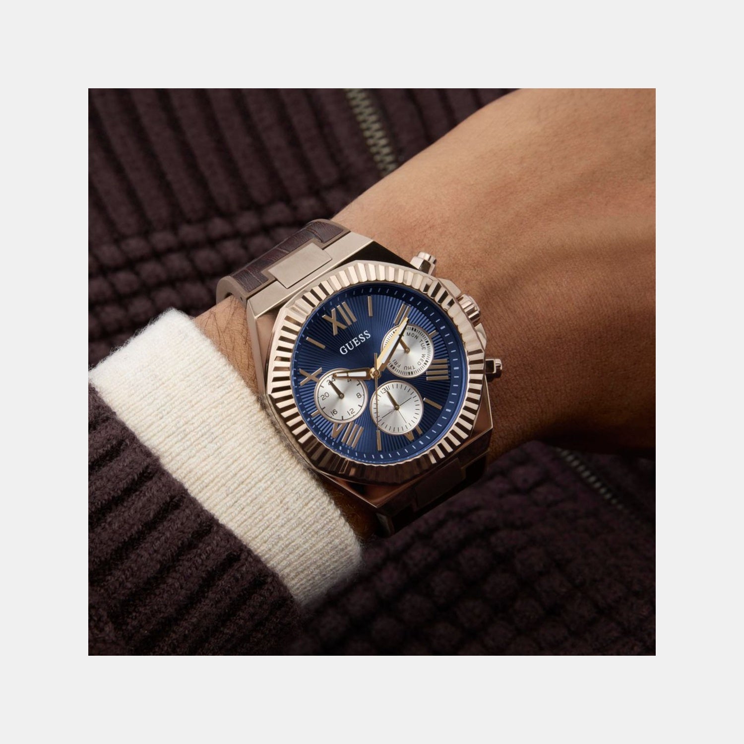 Guess Equity Men Quartz Blue Dial Multi-Function Leather Watch GW0791G4 - view 6