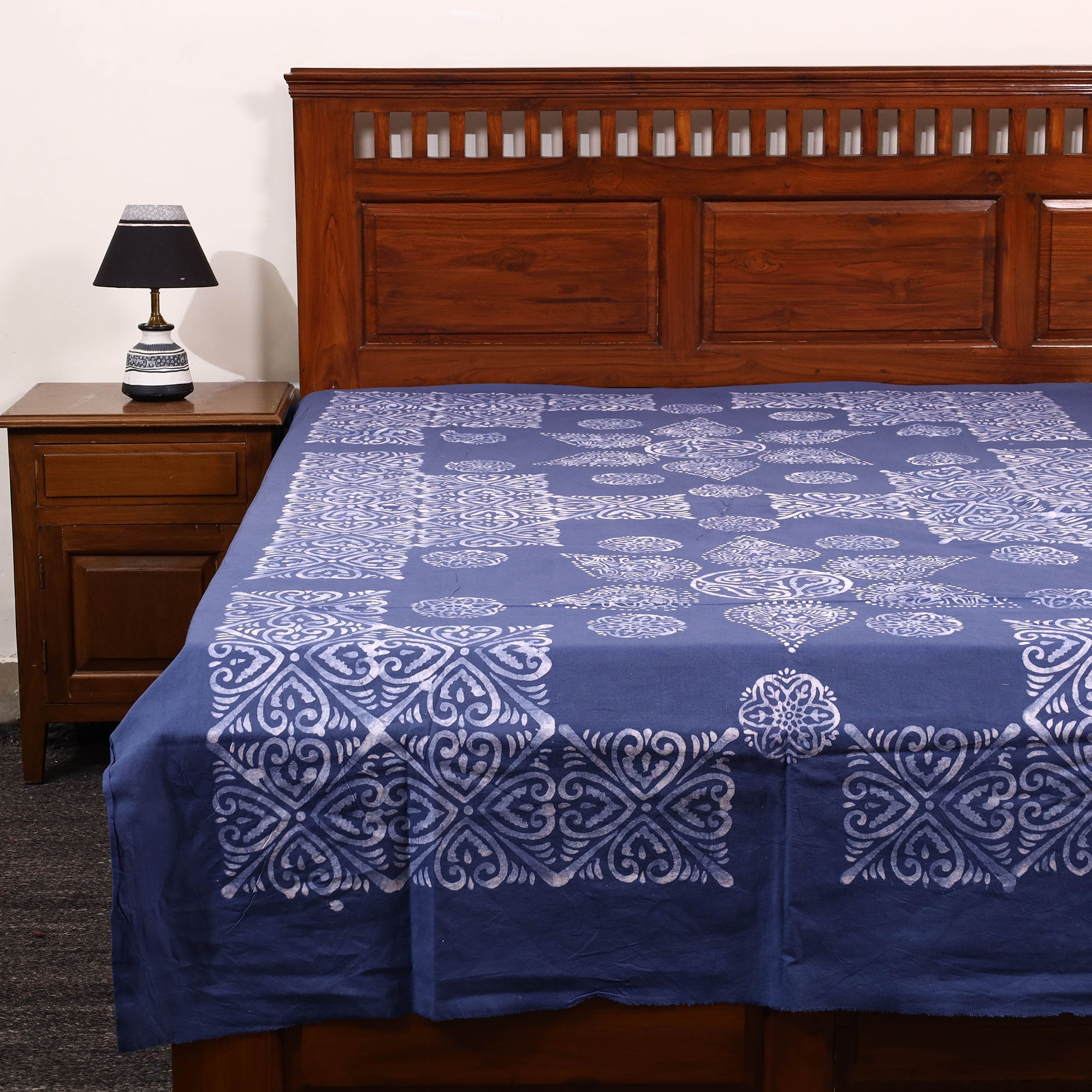 BATIK BY MD. SHARIFF Blue - Cotton Hand Batik Print Single Bedsheet (91 x 57 ) 19