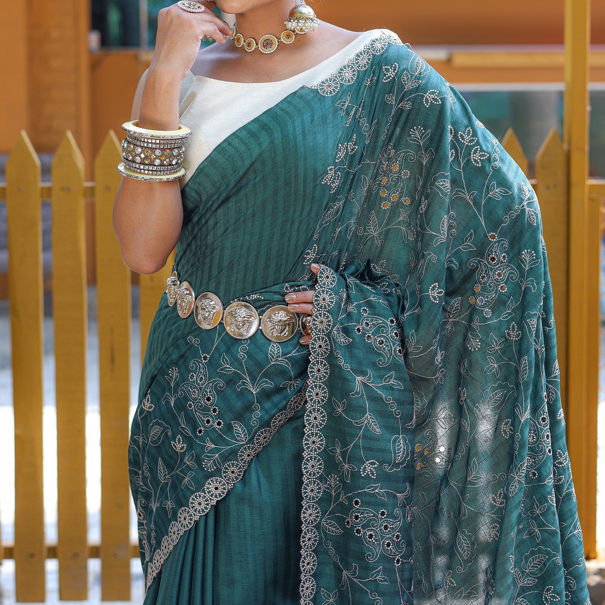TASARIKA COUTURE Aaisha Green Soft Silk Handwork Saree - view 3