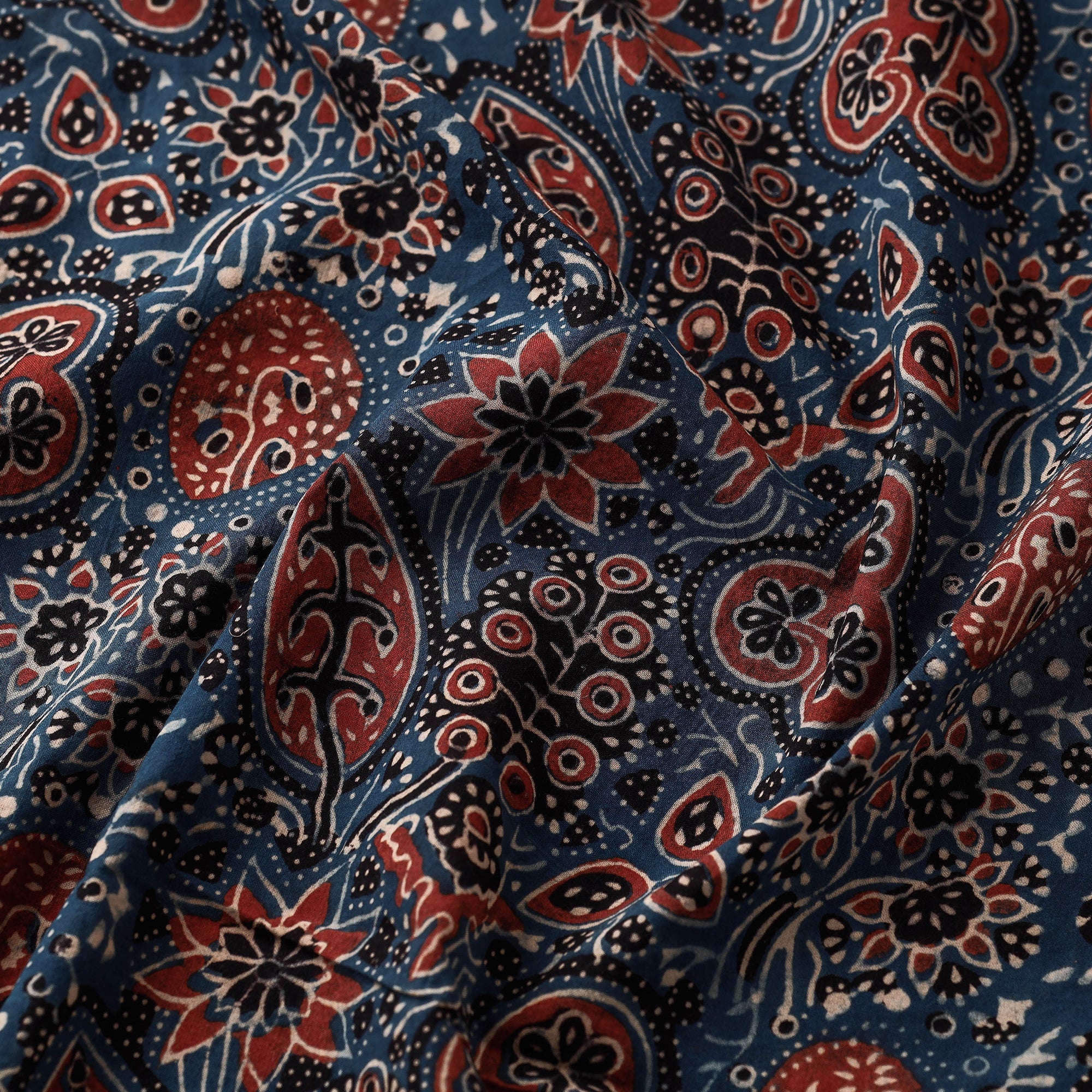 KACHCHH JI CHHAAP Blue - Ajrakh Hand Block Printed Cotton Fabric 17 - view 3