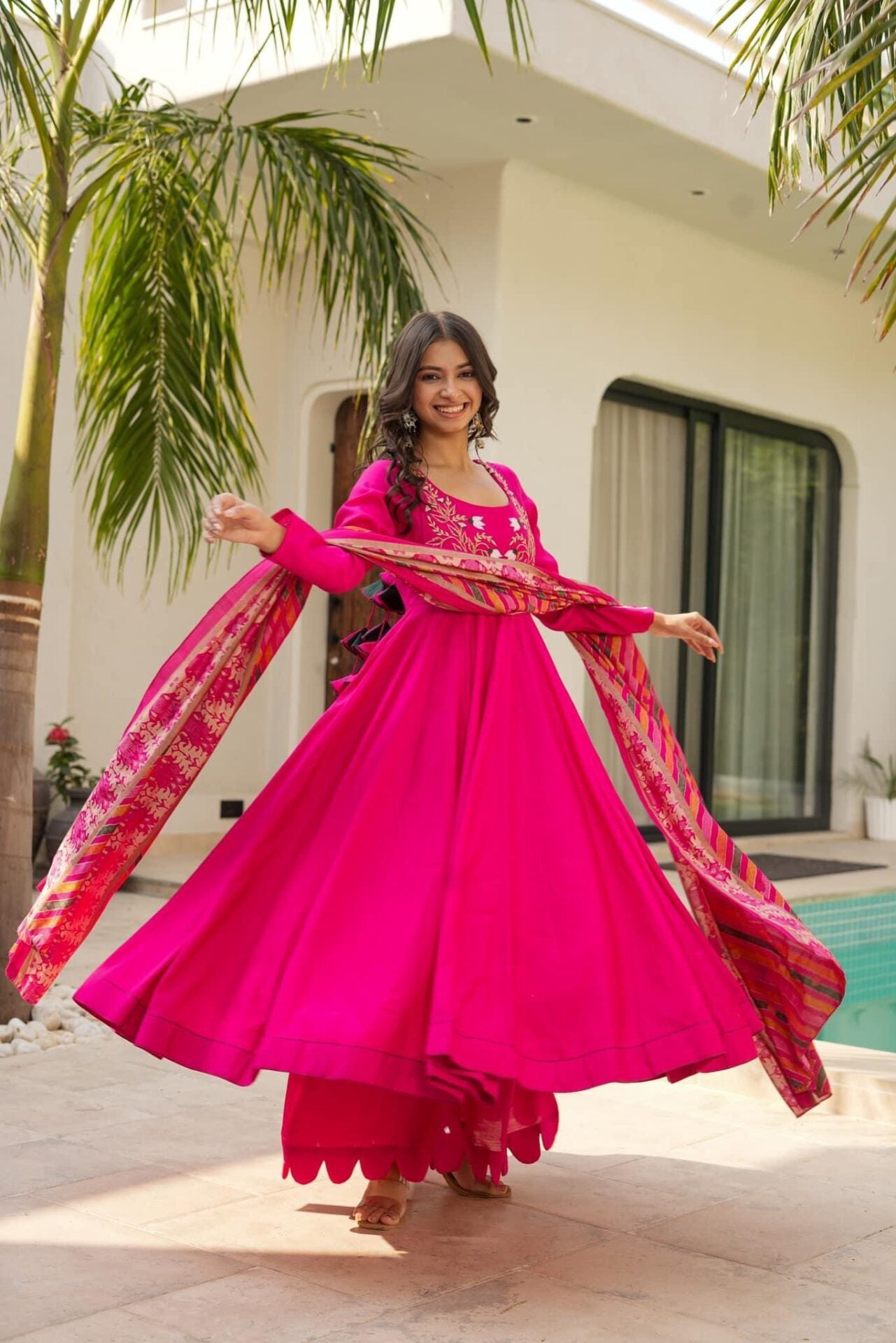 Idaho-o radiant pink muslin suit set